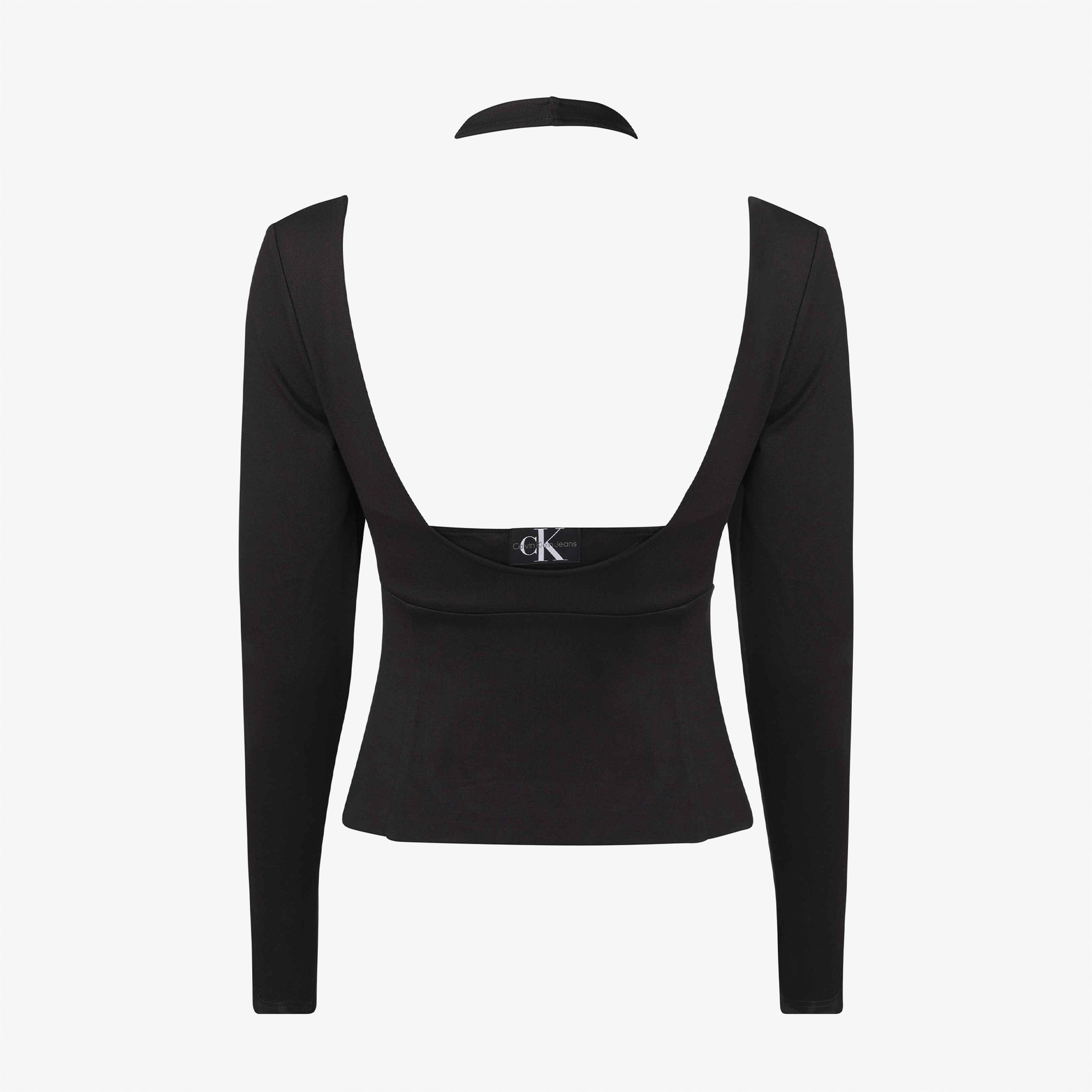 Calvin Klein Double Layer Milano Long Sleeve Siyah Kadın Sweatshirt