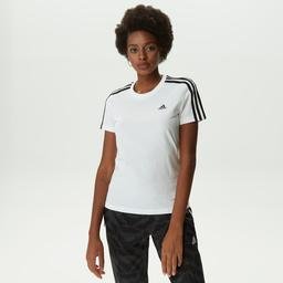 adidas LOUNGEWEAR Essentials Slim 3-Stripes  Kadın Beyaz T-Shirt