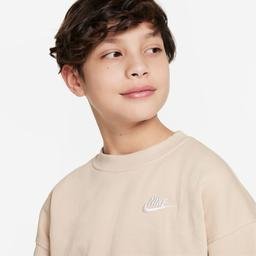 Nike Sportswear Club Fleece Oversize Çocuk Krem Sweatshirt