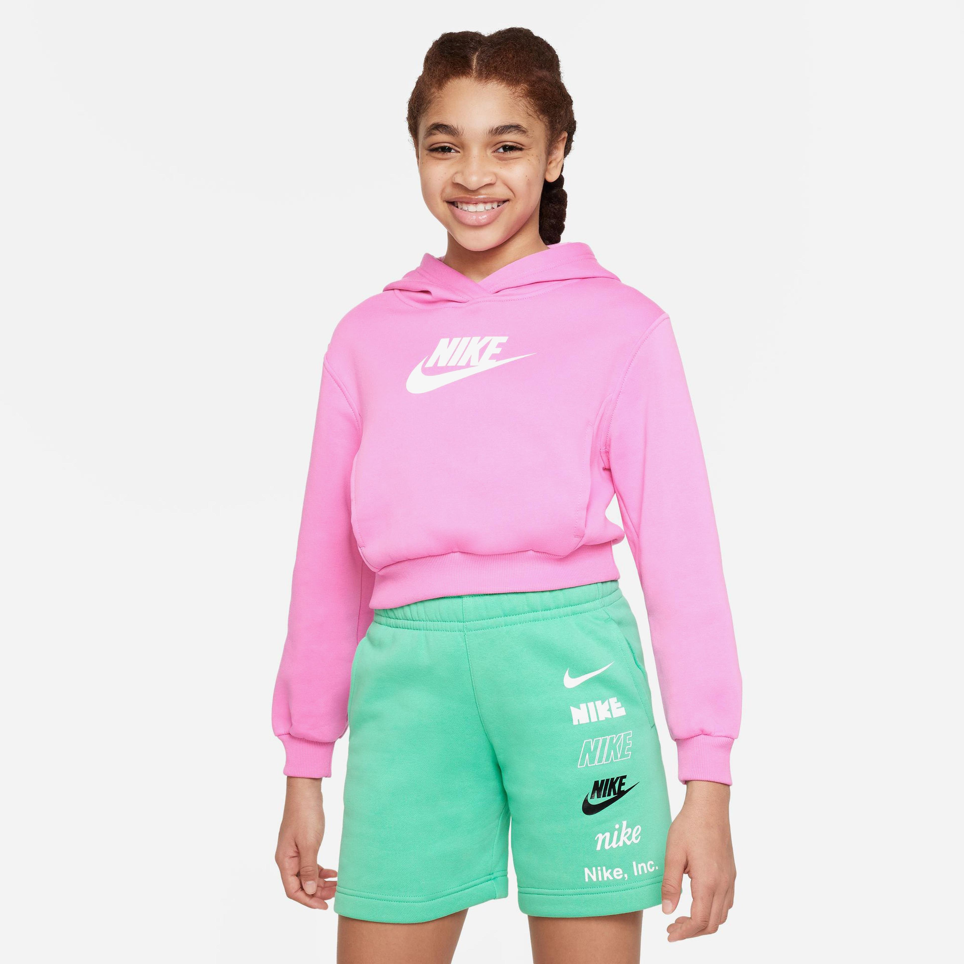 Nike Sportswear Club Fleece Çocuk Pembe Crop Hoodie