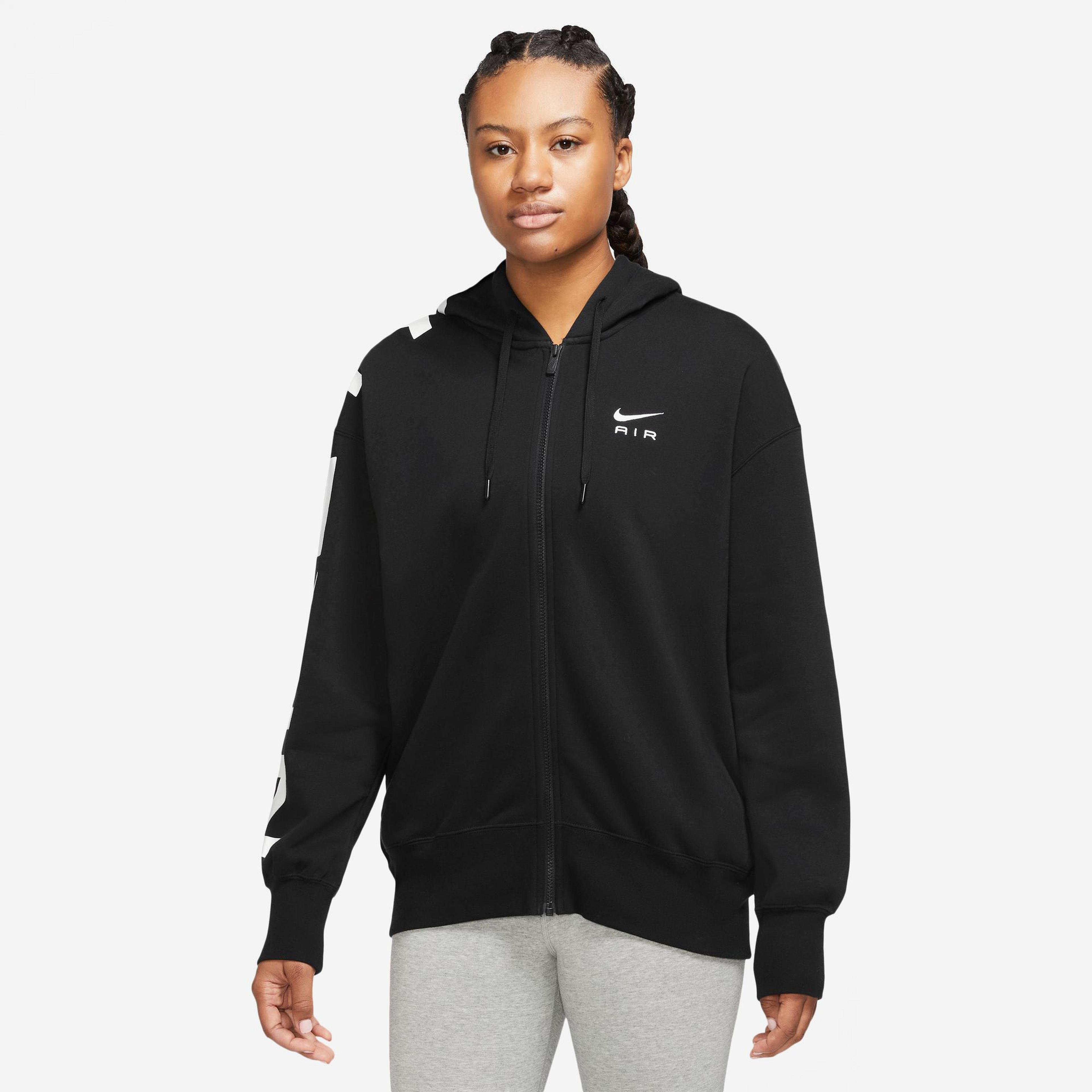 Nike Sportswear Air Fleece Oversize Full Zip Kadın Siyah Eşofman Üstü