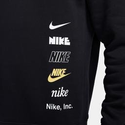 Nike M Nk Club + Bb Crew Mlogo Erkek Siyah Sweatshirt