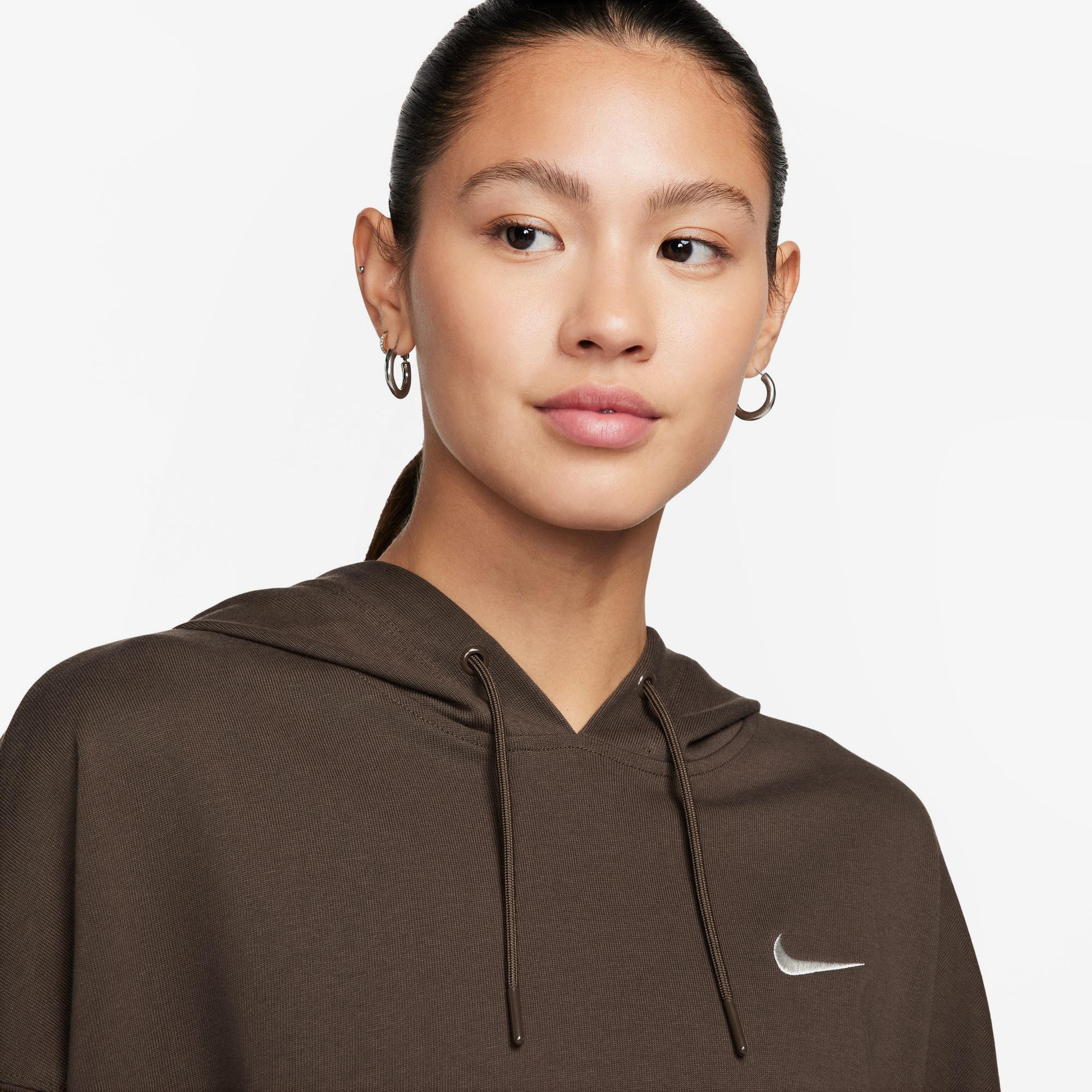 Nike Sportswear Jersey Oversize Pullover Kadın Kahverengi Hoodie