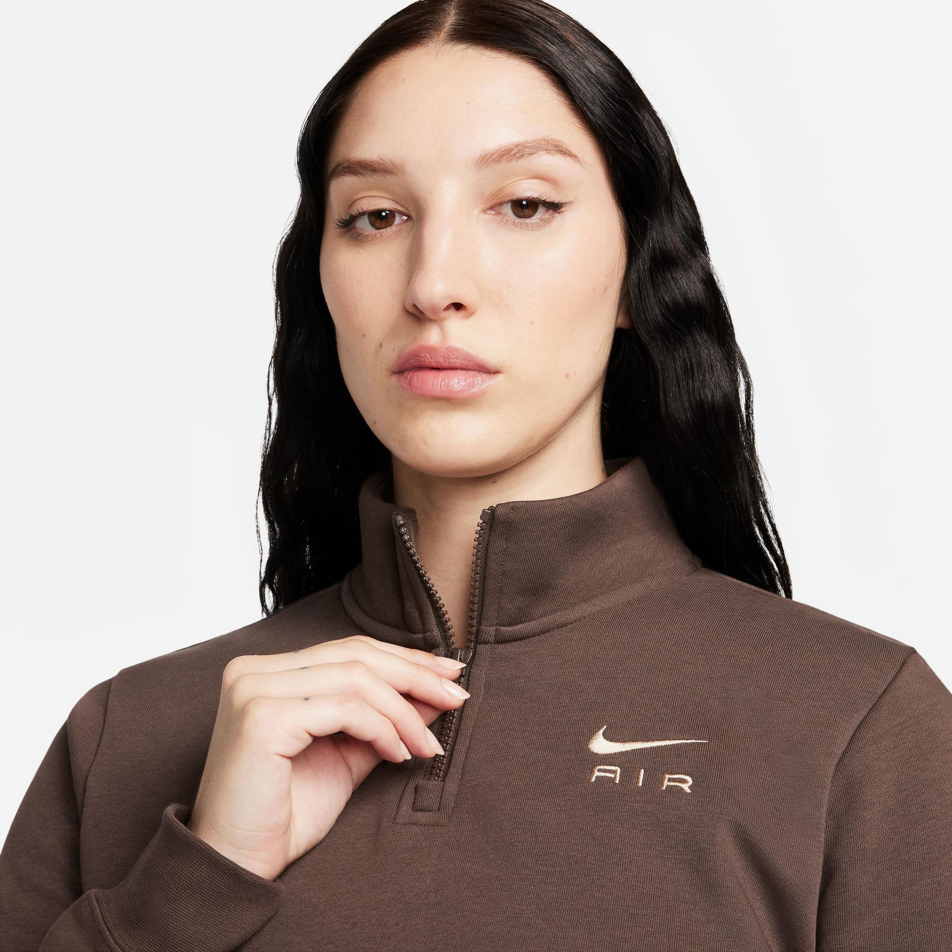 Nike Sportswear Air Fleece Top Kadın Kahverengi Sweatshirt
