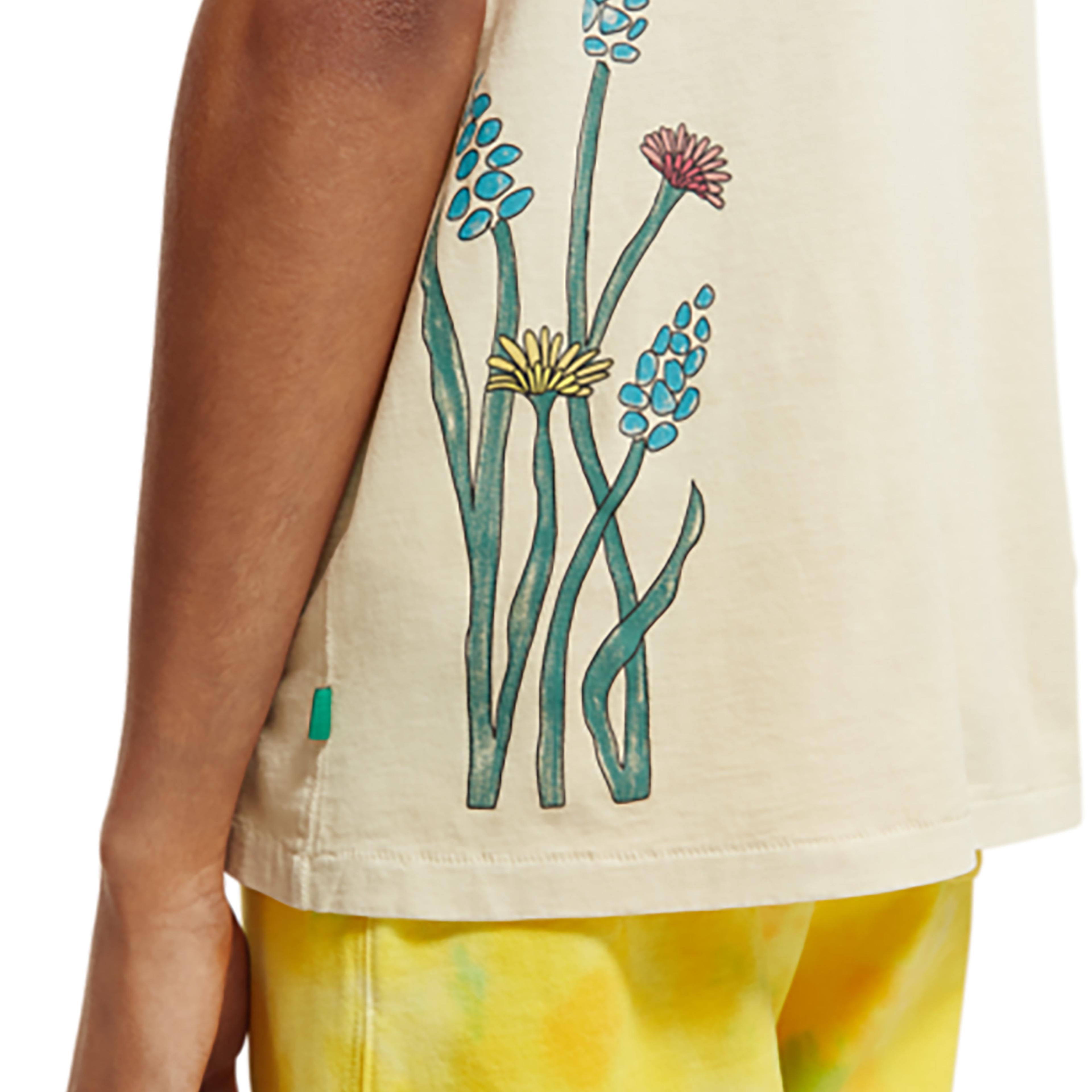 Scotch & Soda Washed Artwork Erkek Krem Rengi T-Shirt