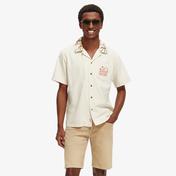 Scotch & Soda Relaxed fit Embroidered Camp Erkek Krem Rengi Gömlek