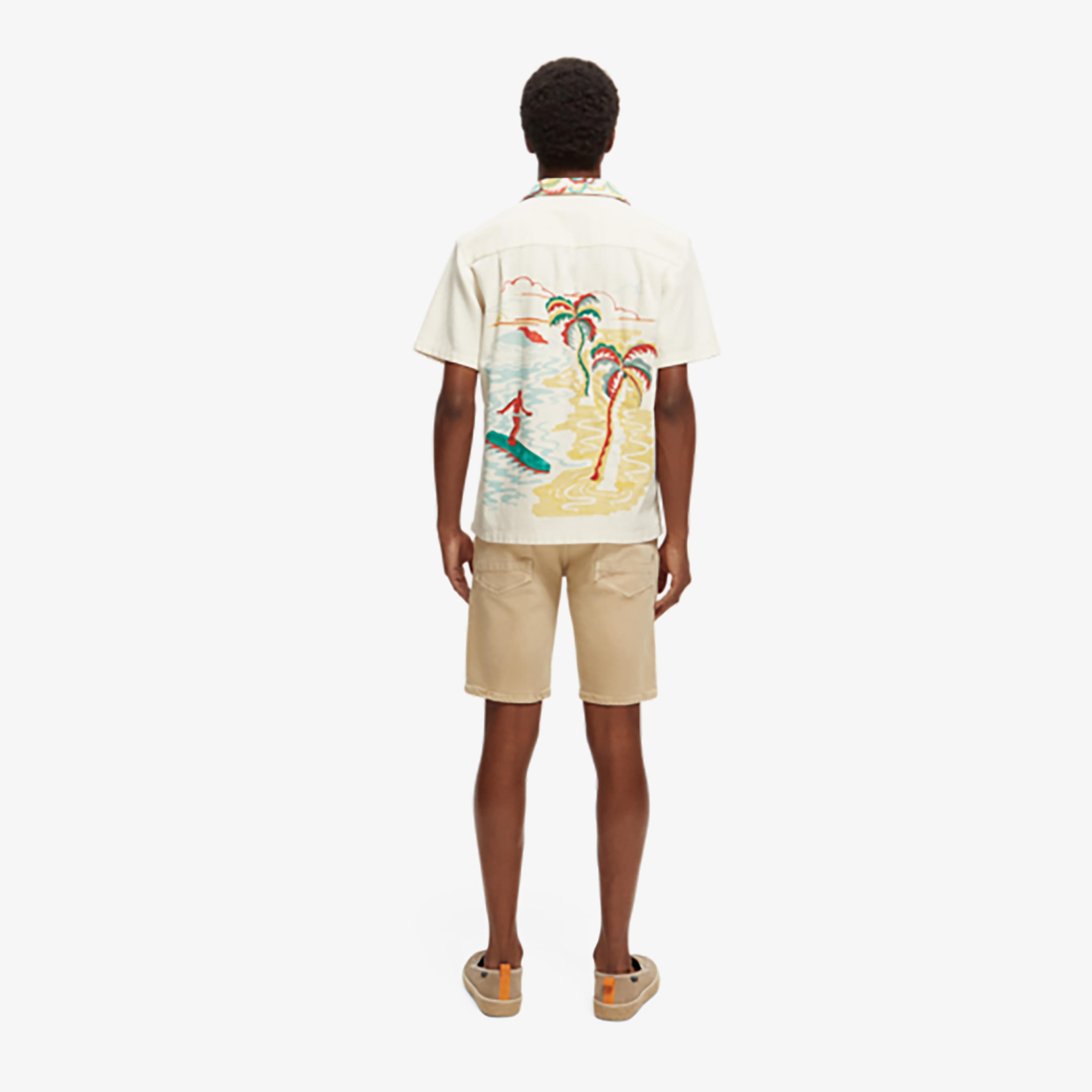 Scotch & Soda Relaxed fit Embroidered Camp Erkek Krem Rengi Gömlek