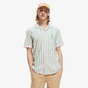 Scotch & Soda Toweling Striped Camp Erkek Yeşil Gömlek