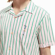 Scotch & Soda Toweling Striped Camp Erkek Yeşil Gömlek