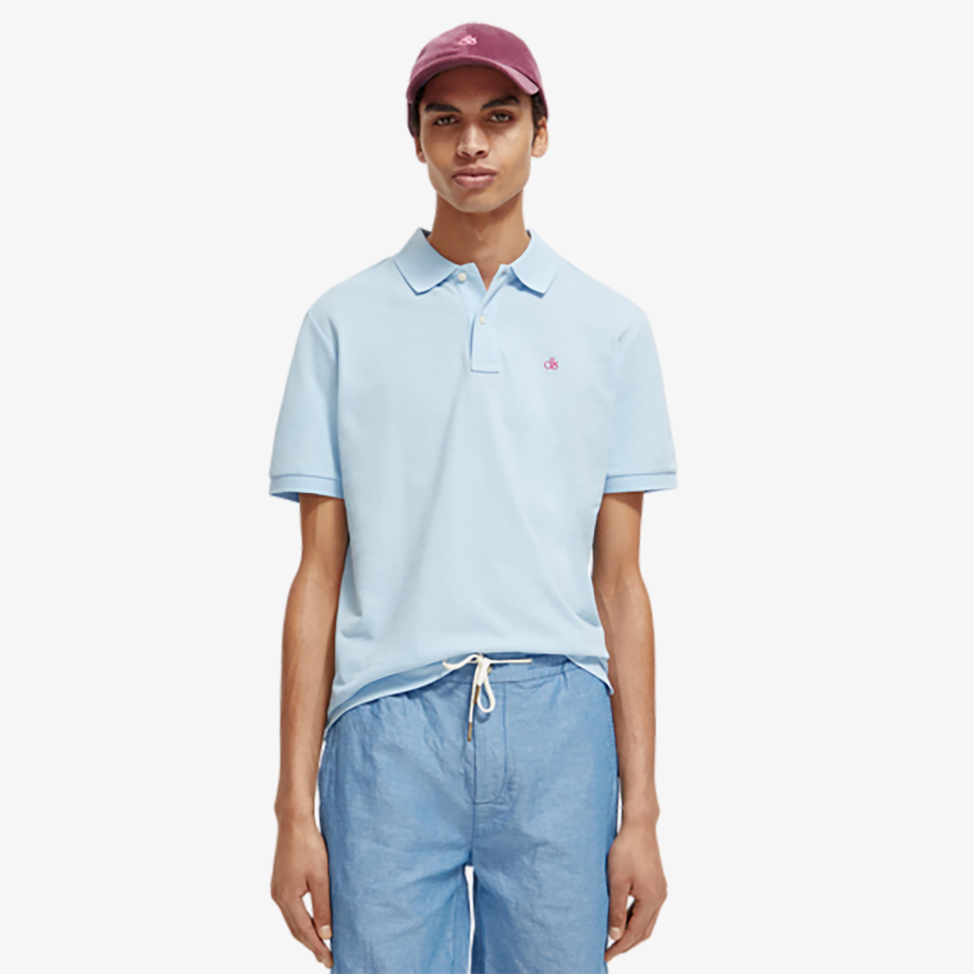 Scotch & Soda Classic Organic Pique Erkek Mavi Polo
