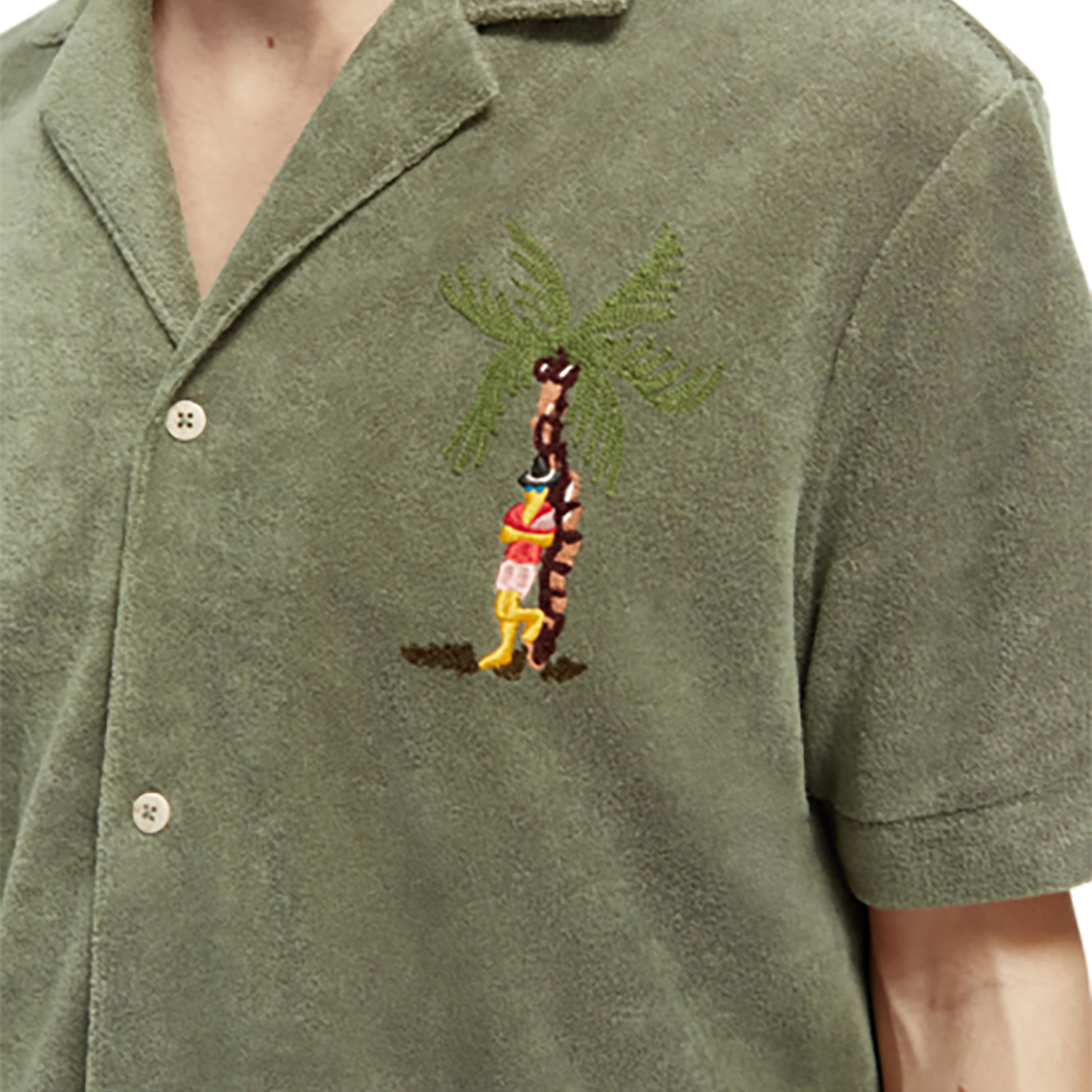 Scotch & Soda Embroidered Towelling Camp Erkek Yeşil Gömlek