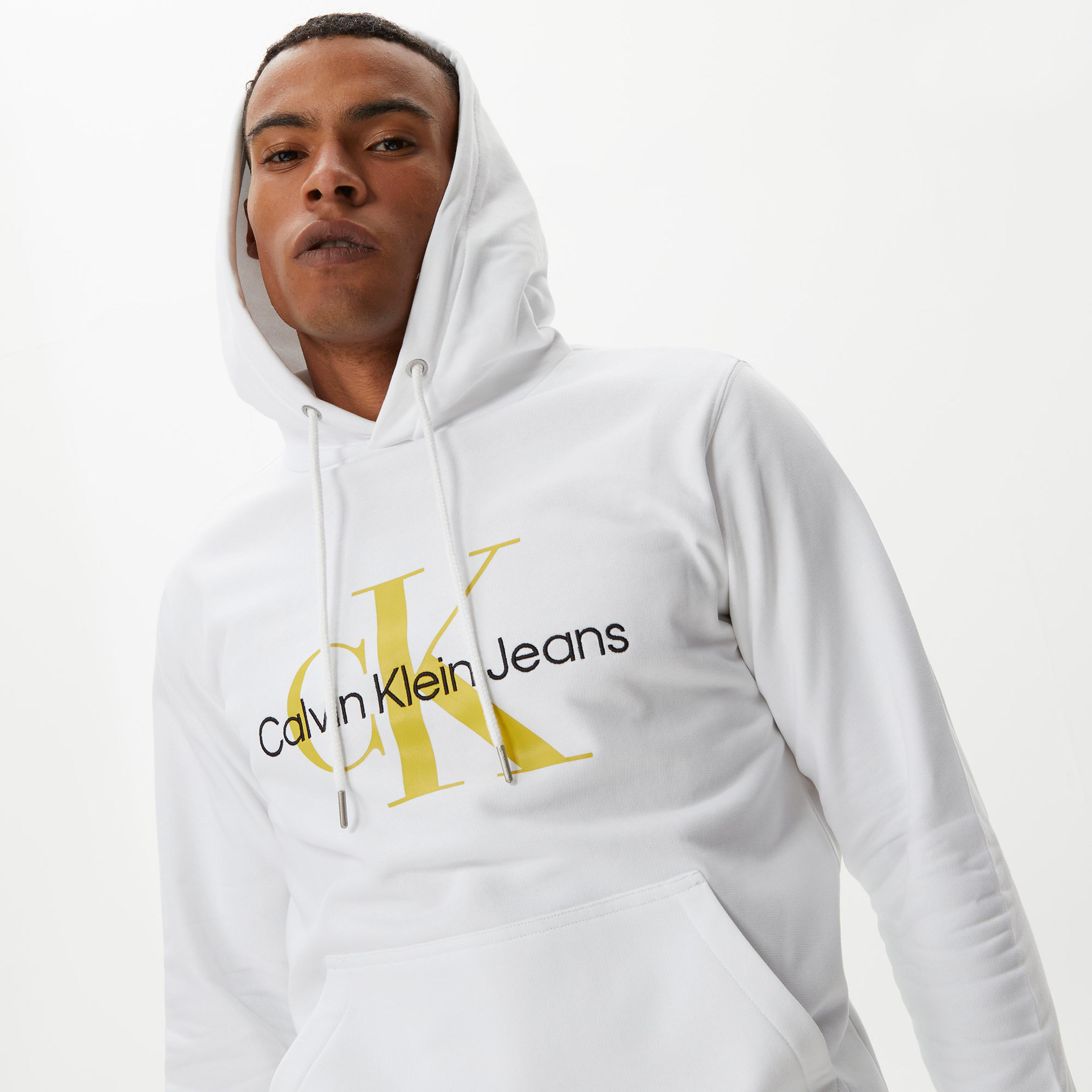 Calvin Klein Seasonal Monologo Regular Beyaz Erkek Sweatshirt