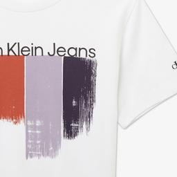 Calvin Klein Placed Brushstrokes Beyaz Çocuk T-Shirt