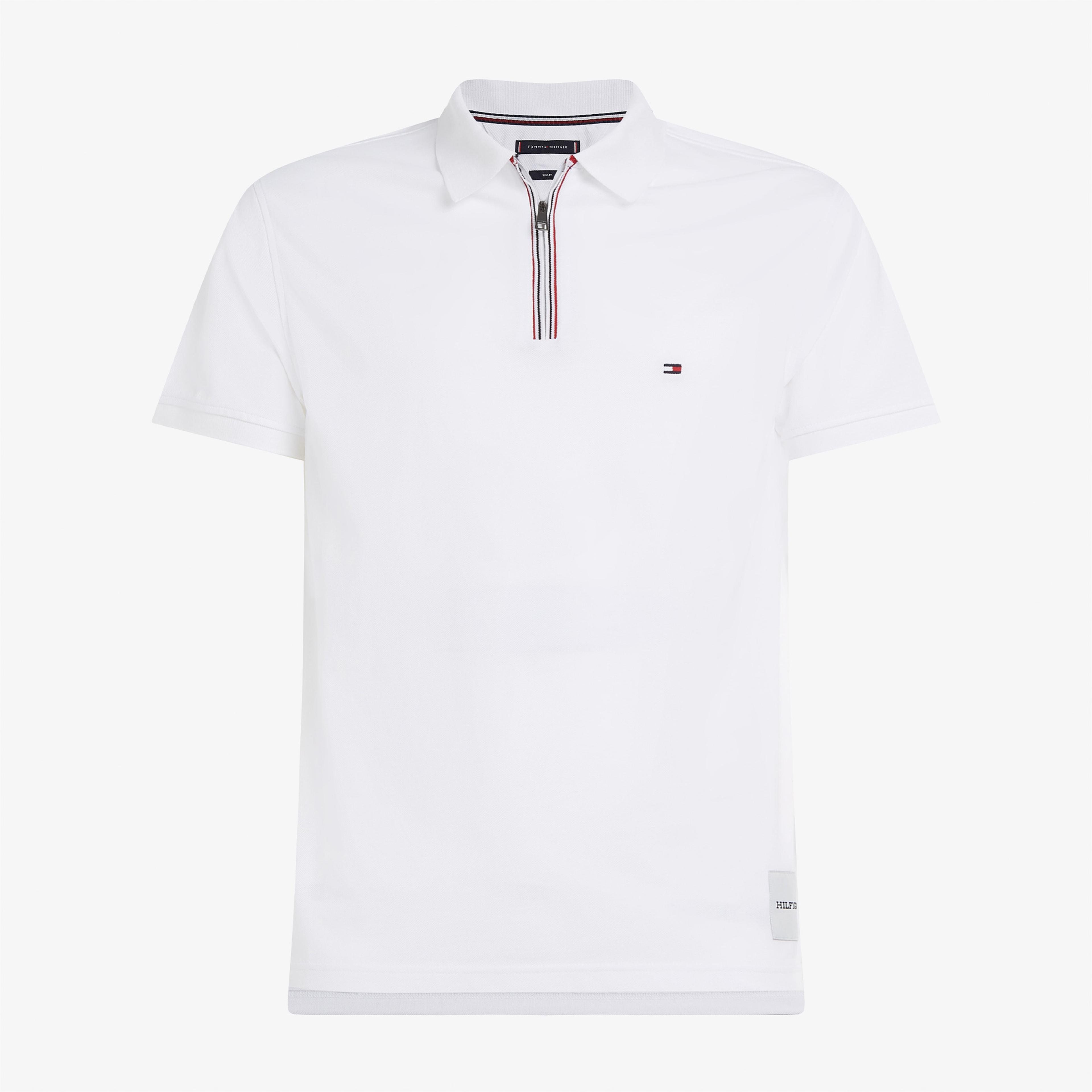 Tommy Hilfiger Zip Tip Slim Erkek Beyaz Polo