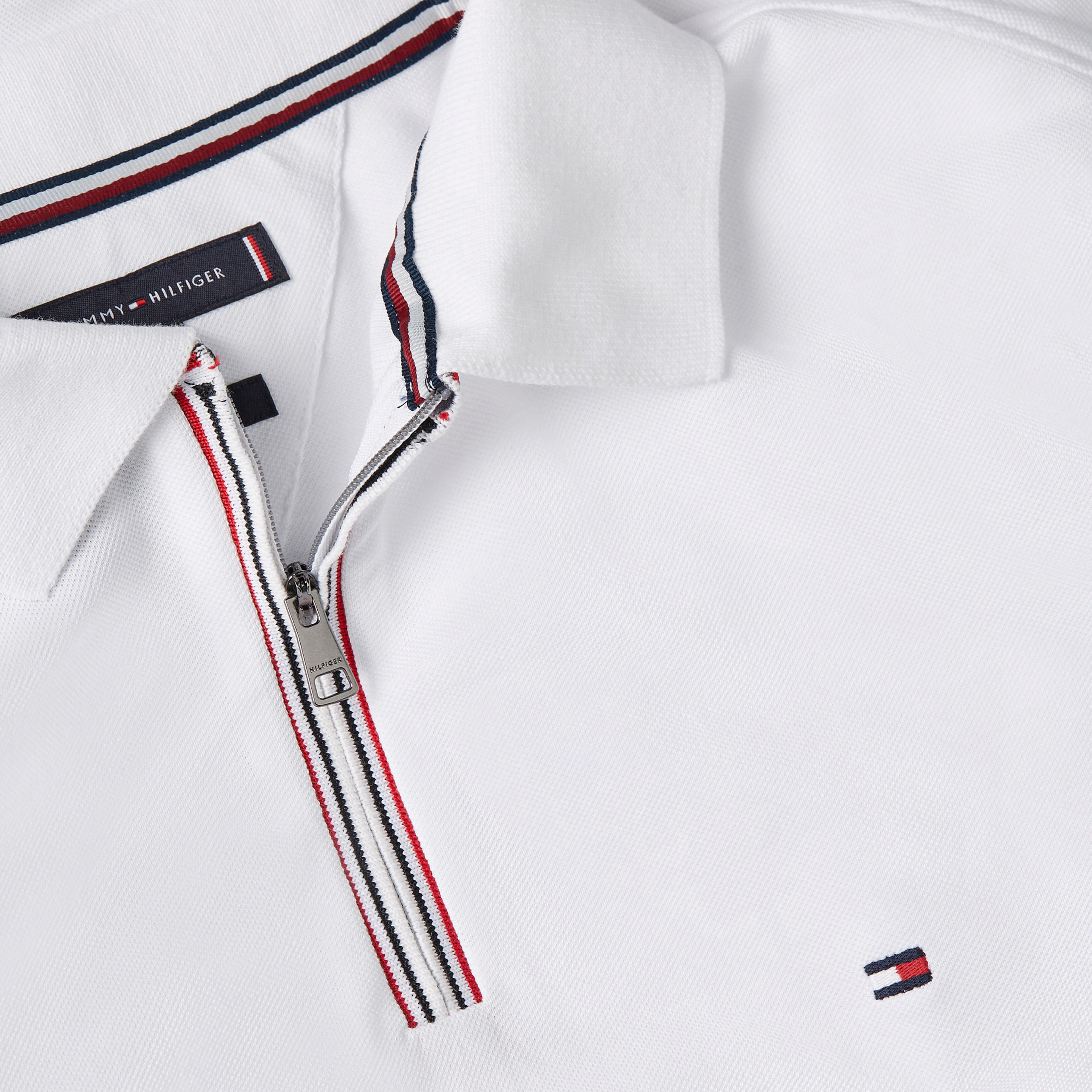 Tommy Hilfiger Zip Tip Slim Erkek Beyaz Polo