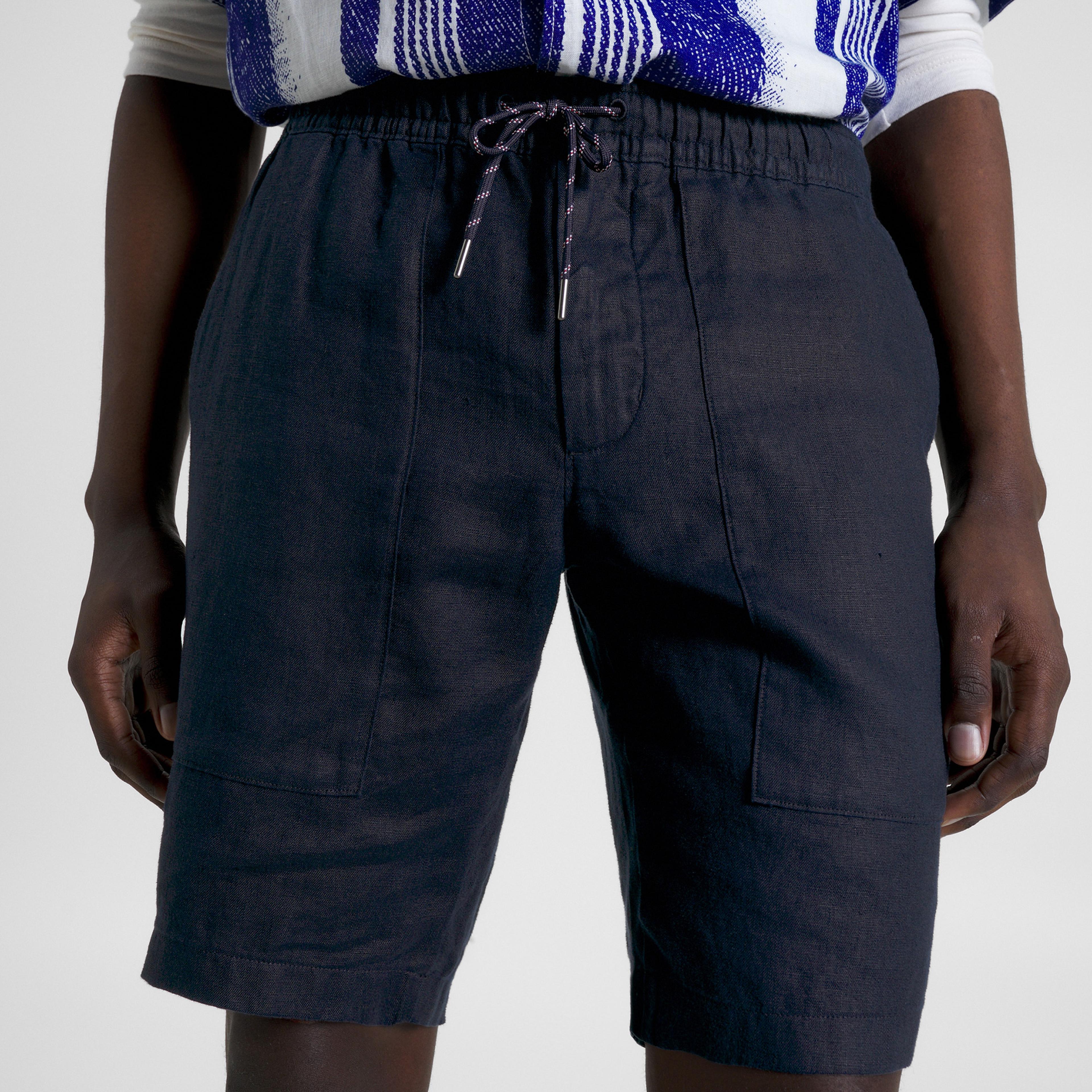 Tommy Hilfiger Harlem Solid Linen Po Utility Erkek Siyah Şort