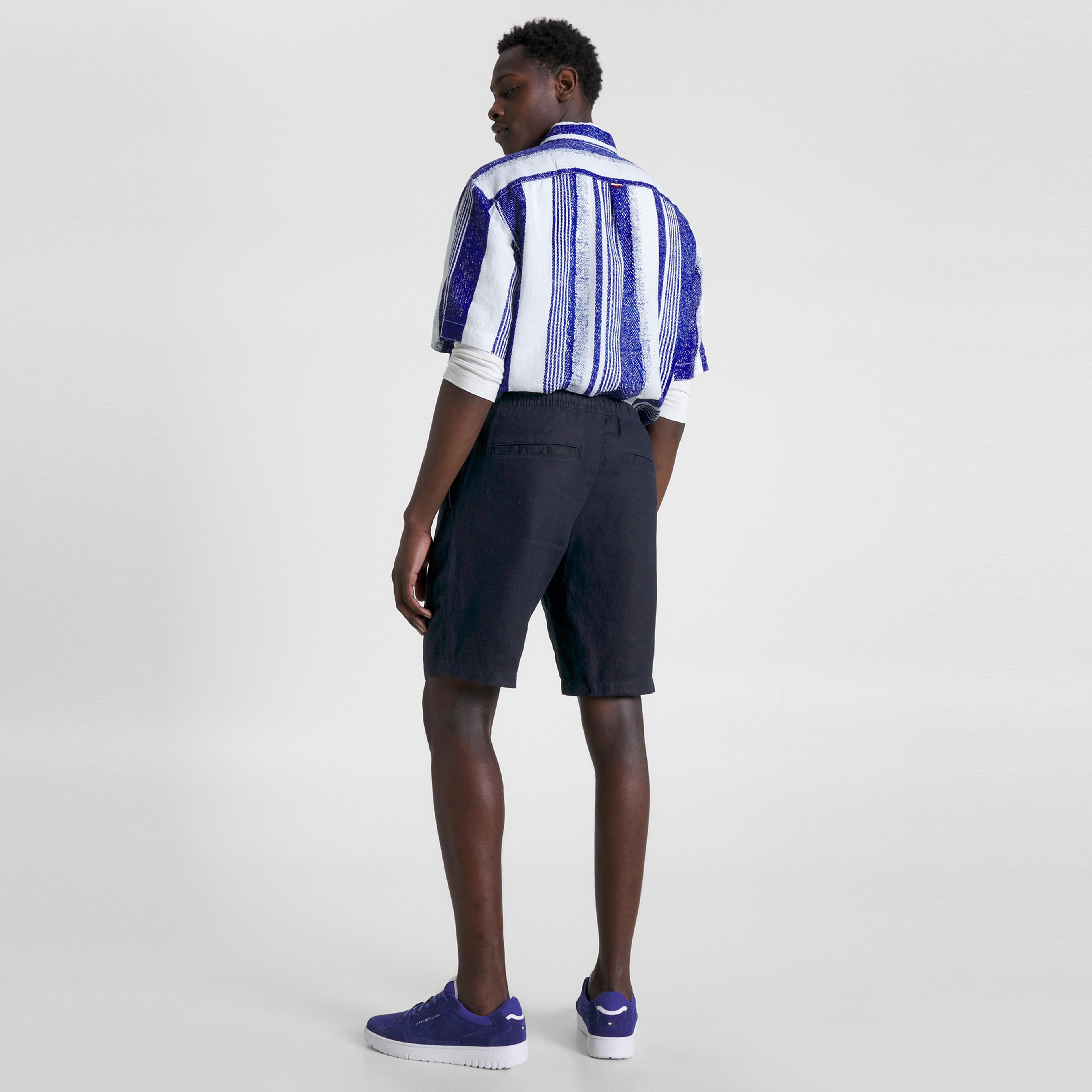 Tommy Hilfiger Harlem Solid Linen Po Utility Erkek Siyah Şort