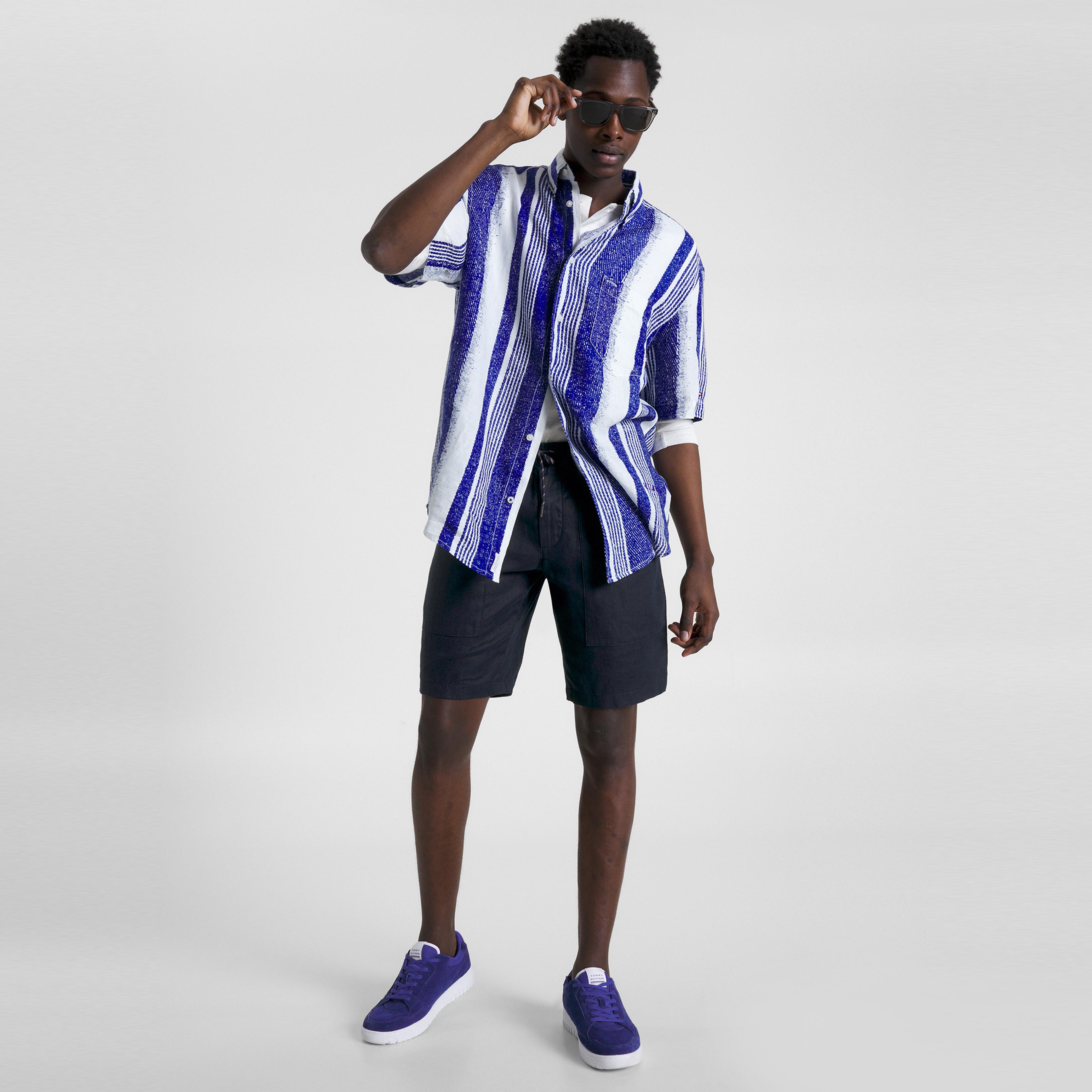 Tommy Hilfiger Harlem Solid Linen Po Utility Erkek Siyah Şort