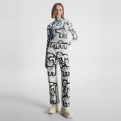 Tommy Jeans X Keith Haring Exhibit Poster Mesh Top Kadın Bej Uzun Kollu T-Shirt