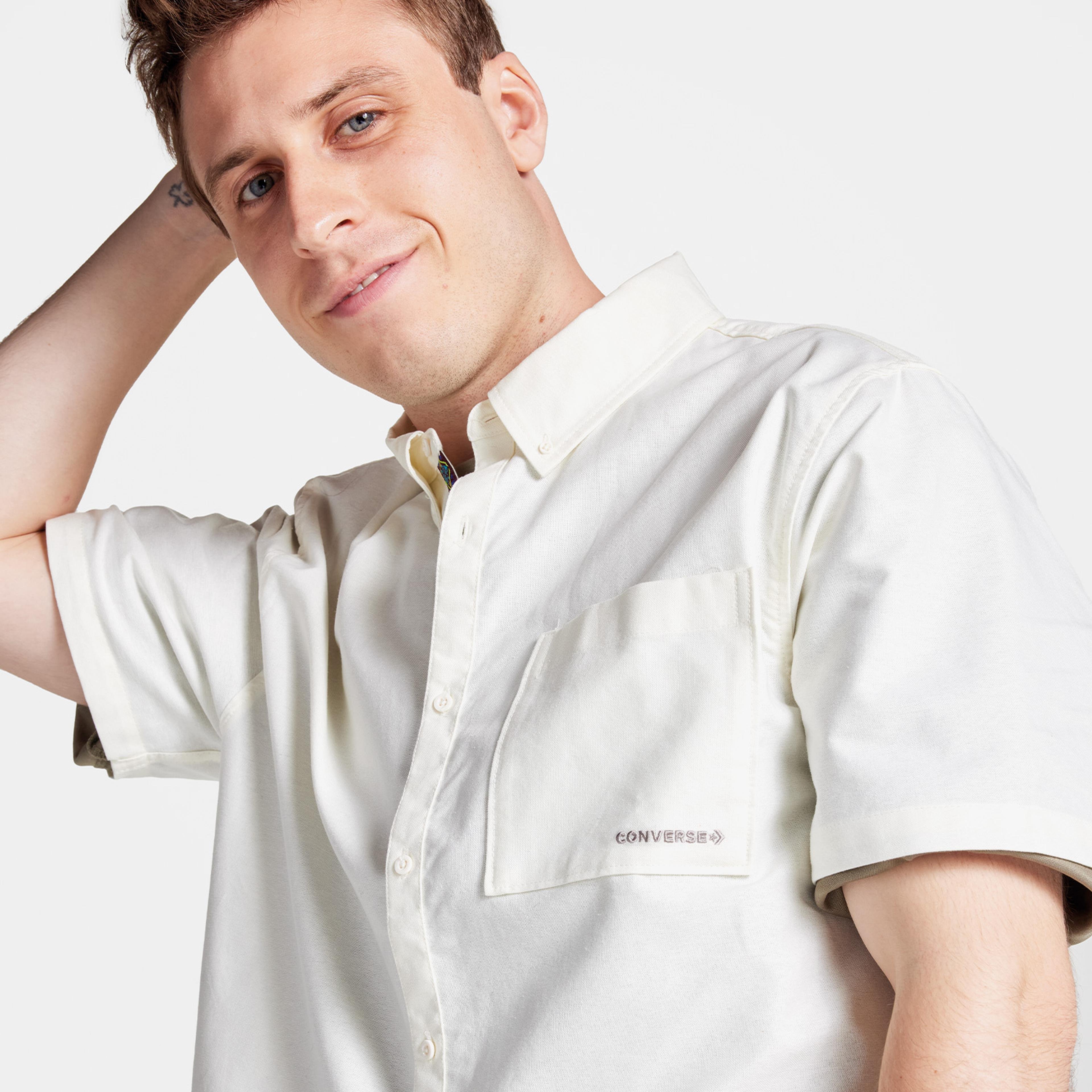 Converse Basic Woven Sleeve Erkek Beyaz Gömlek