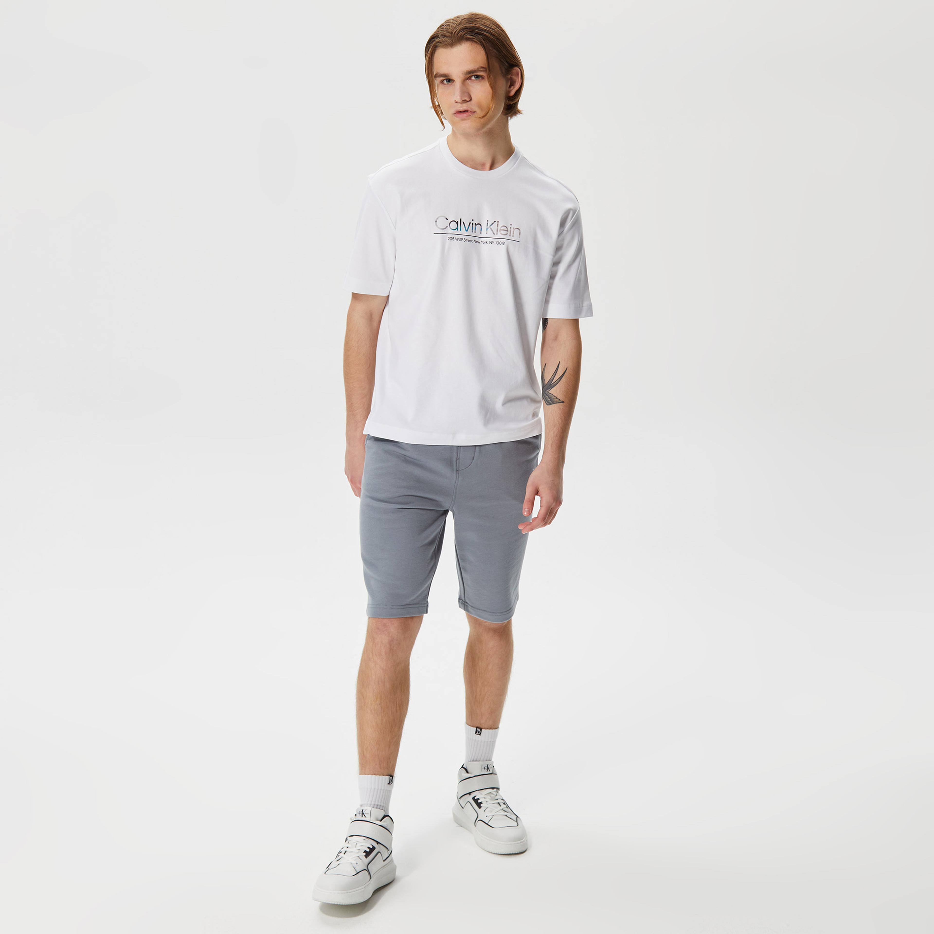Calvin Klein Glitch Logo Modern Comfort Erkek Beyaz T-Shirt