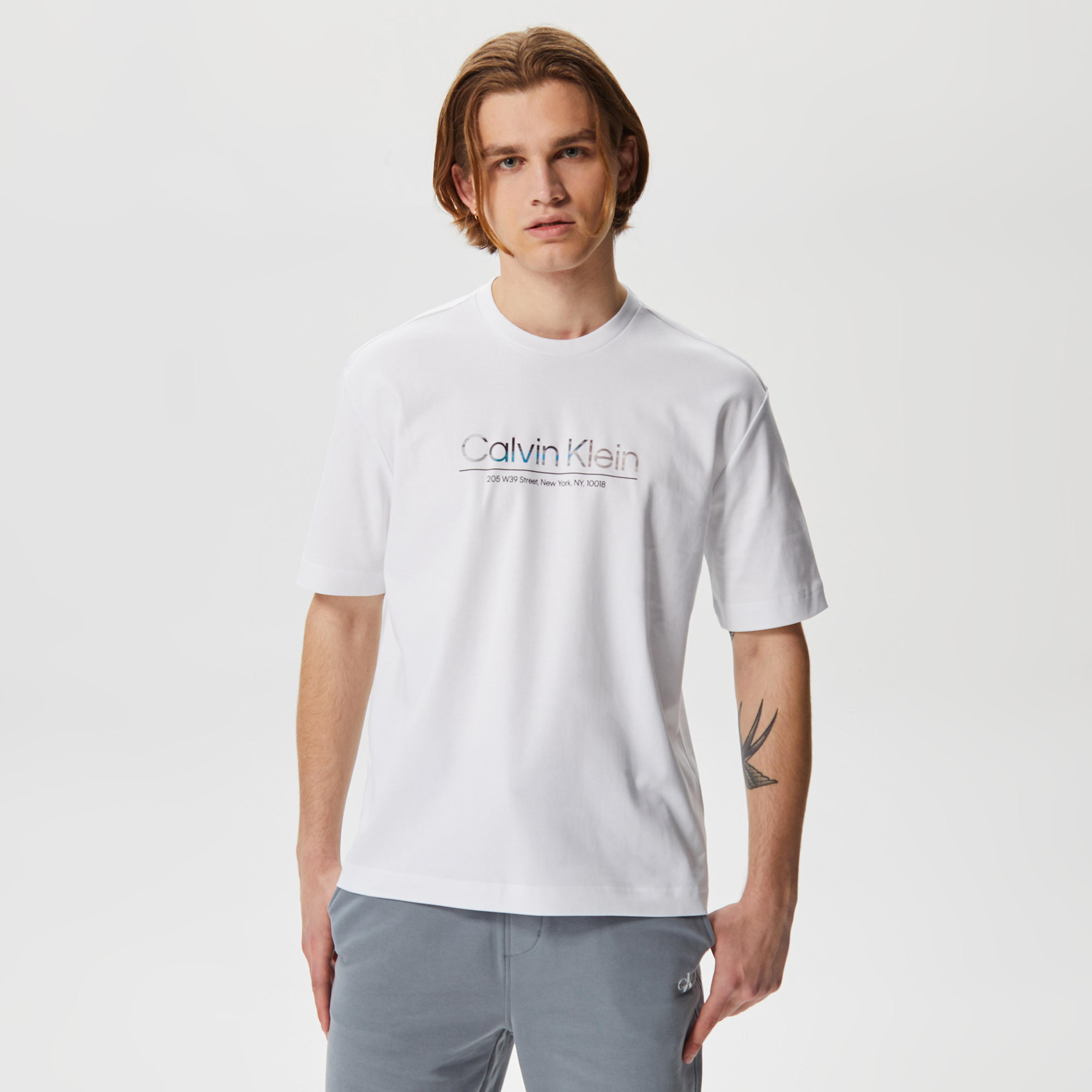 Calvin Klein Glitch Logo Modern Comfort Erkek Beyaz T-Shirt