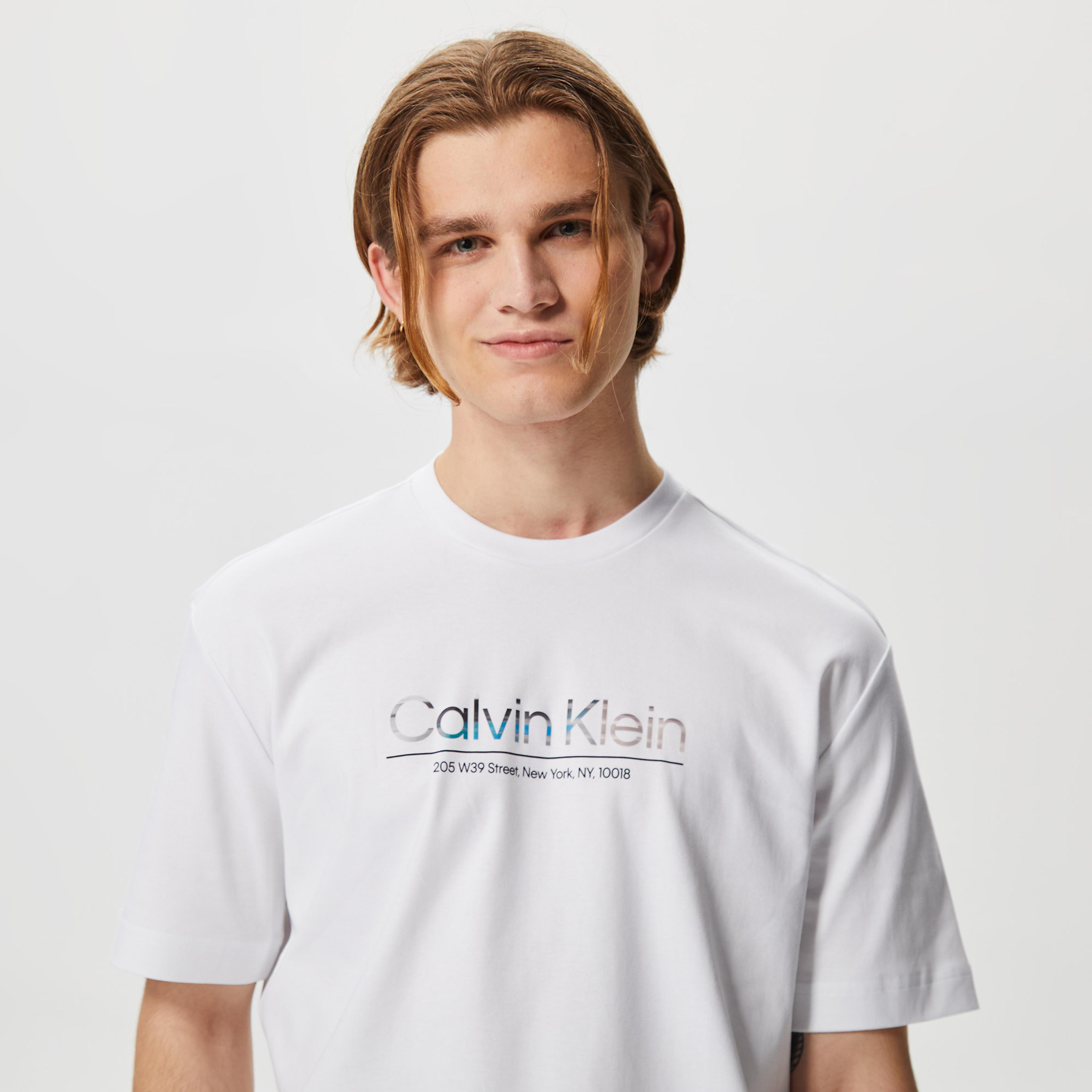 Calvin Klein Glitch Logo Modern Comfort Erkek Beyaz T-Shirt