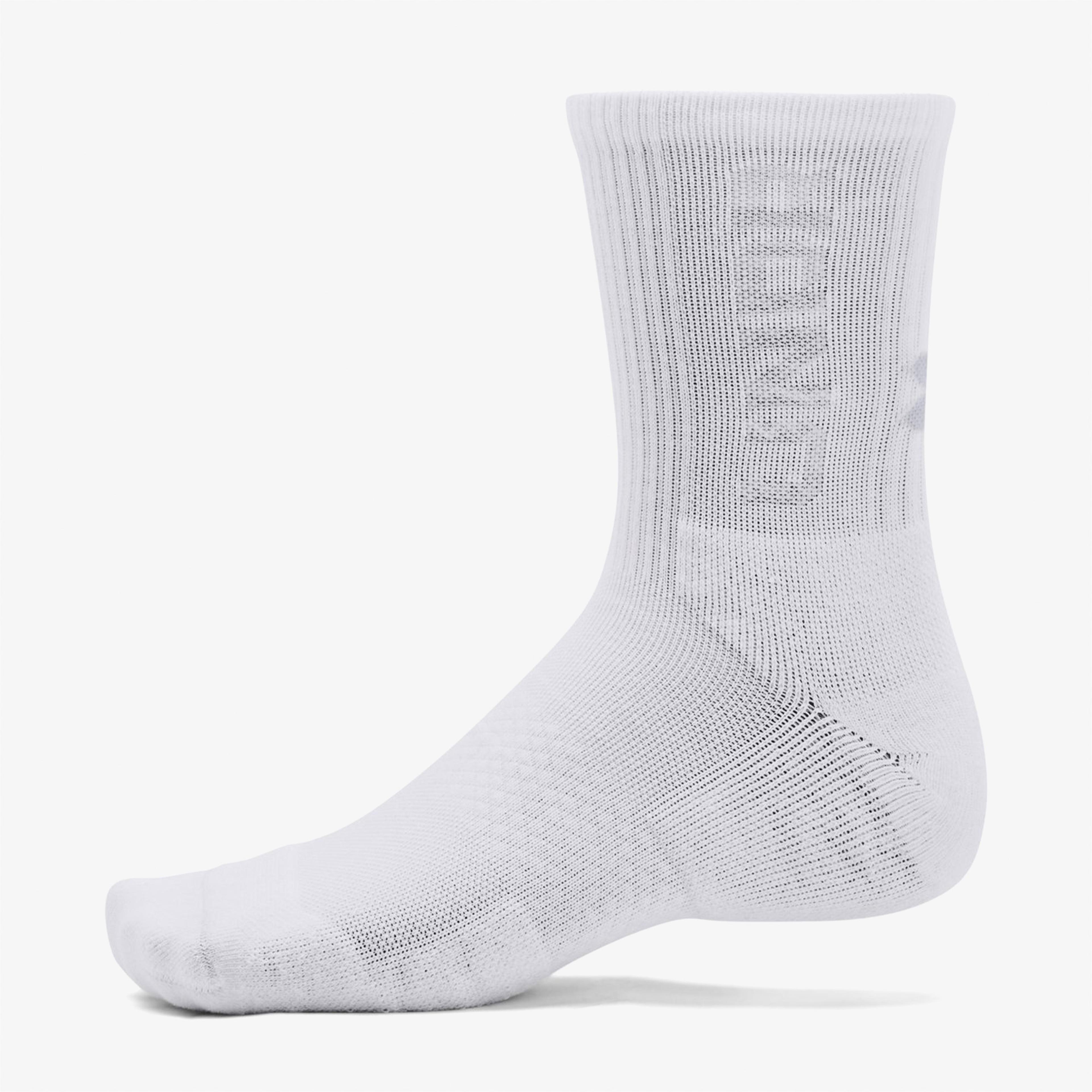 Under Armour 3-Maker 3'lü Mid-Crew Unisex Beyaz Çorap