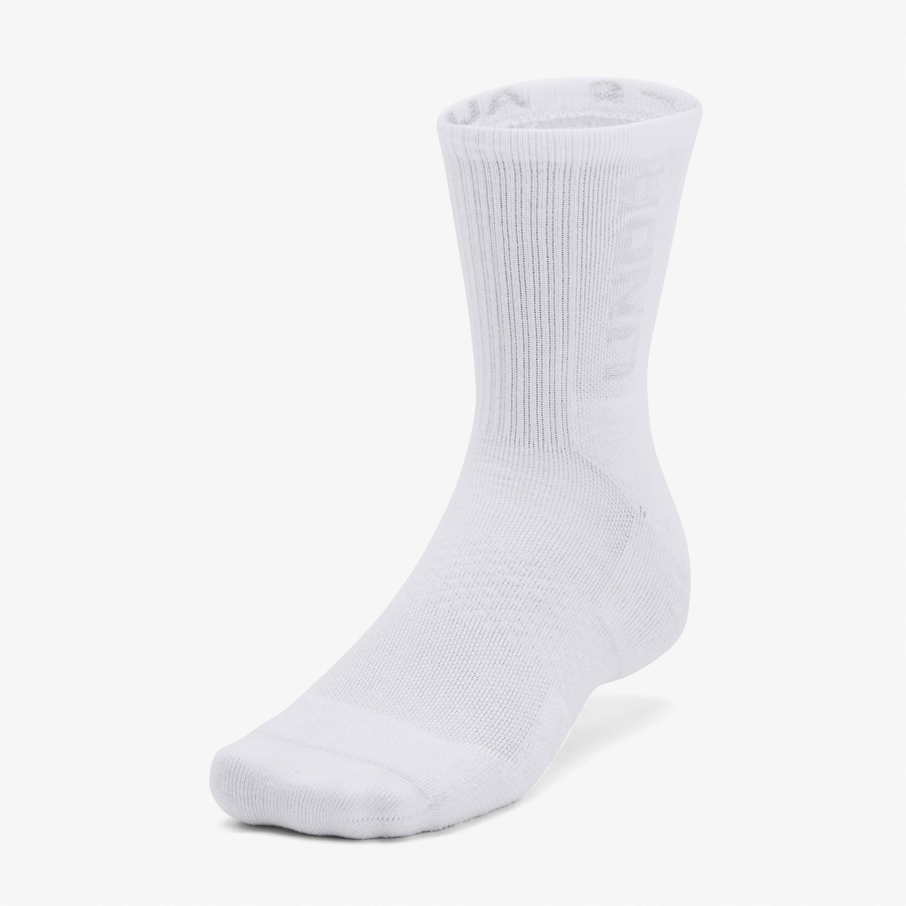 Under Armour 3-Maker 3'lü Mid-Crew Unisex Beyaz Çorap