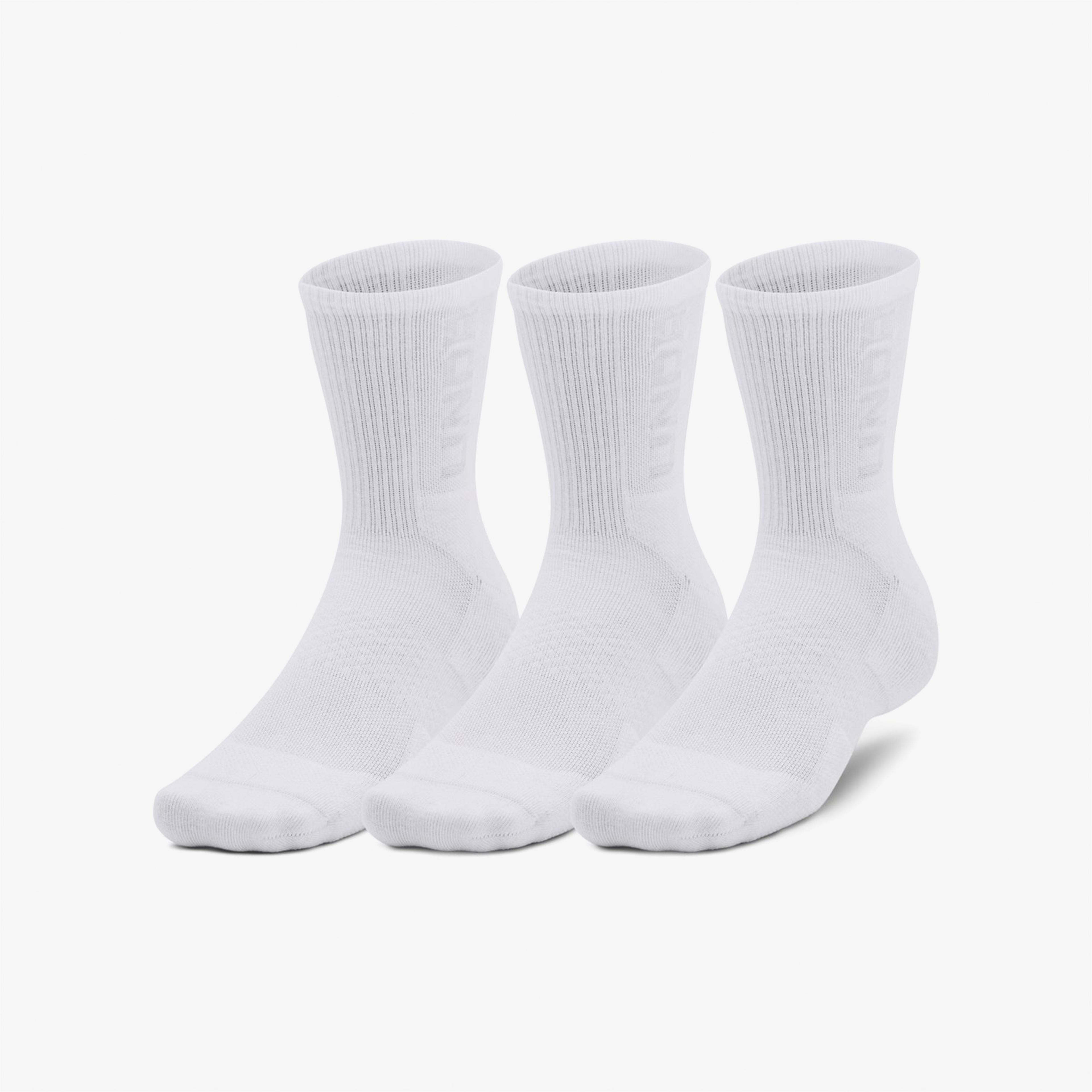 Under Armour 3-Maker 3'lü Mid-Crew Unisex Beyaz Çorap