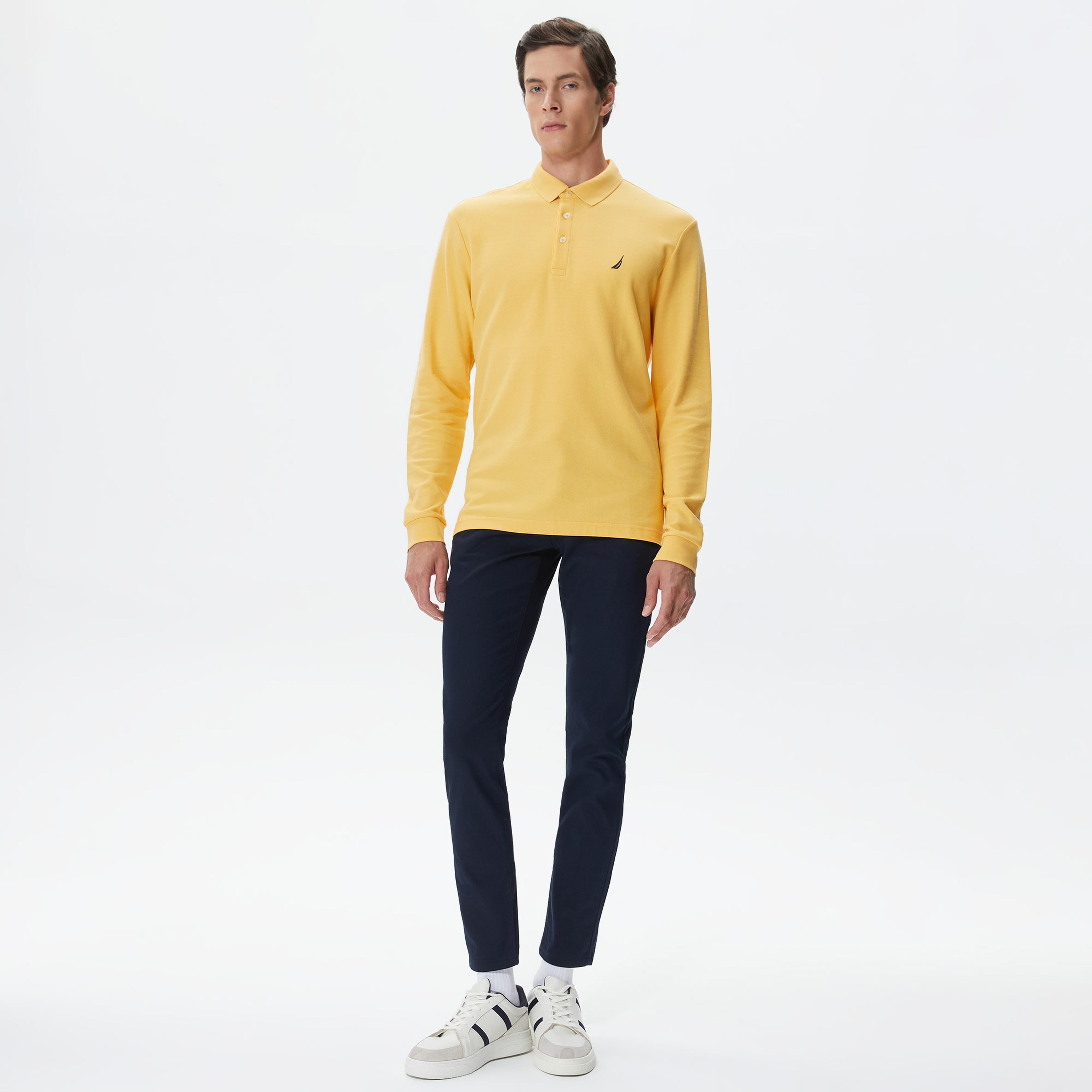 Nautica Erkek Sarı Classic Fit Uzun Kollu Polo