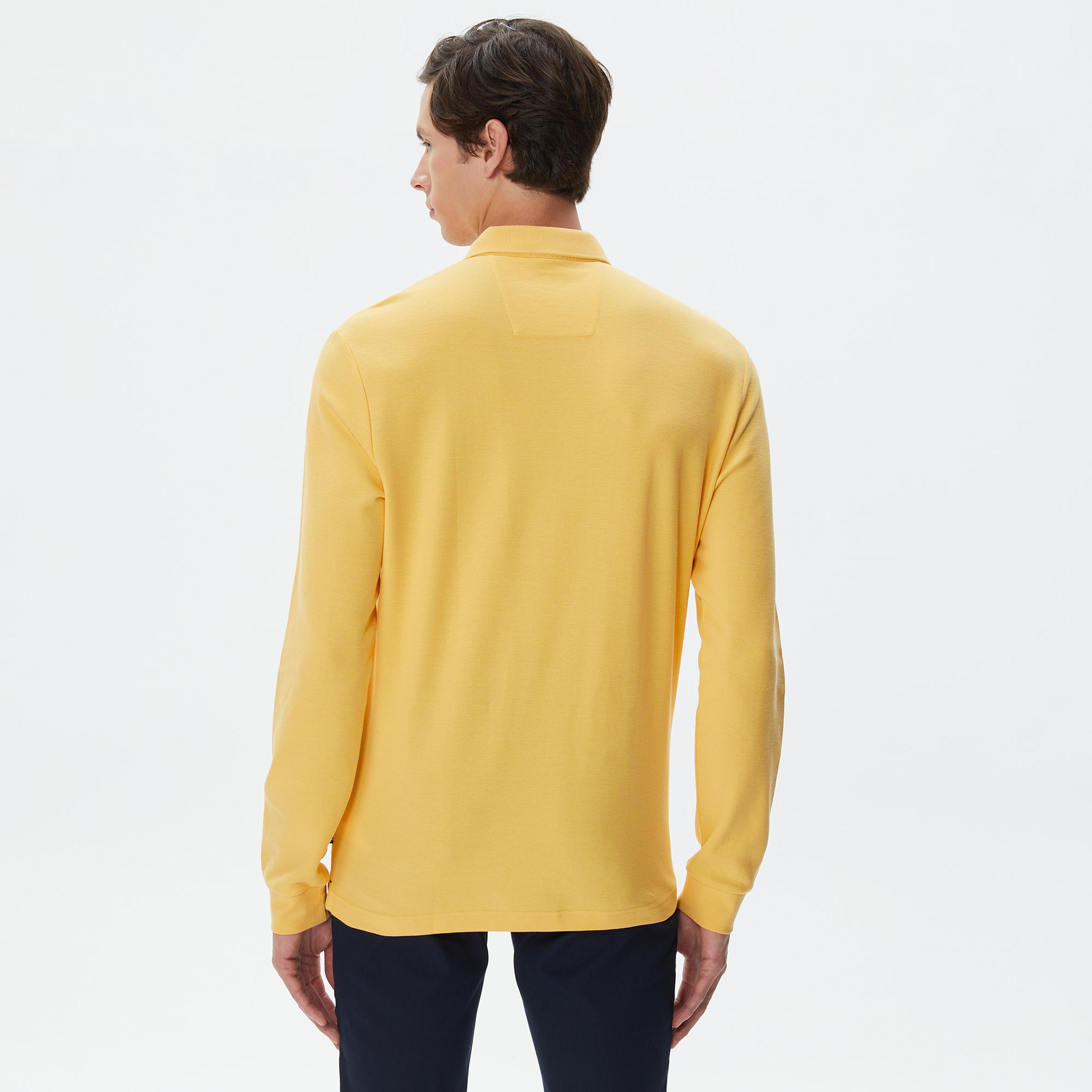 Nautica Erkek Sarı Classic Fit Uzun Kollu Polo
