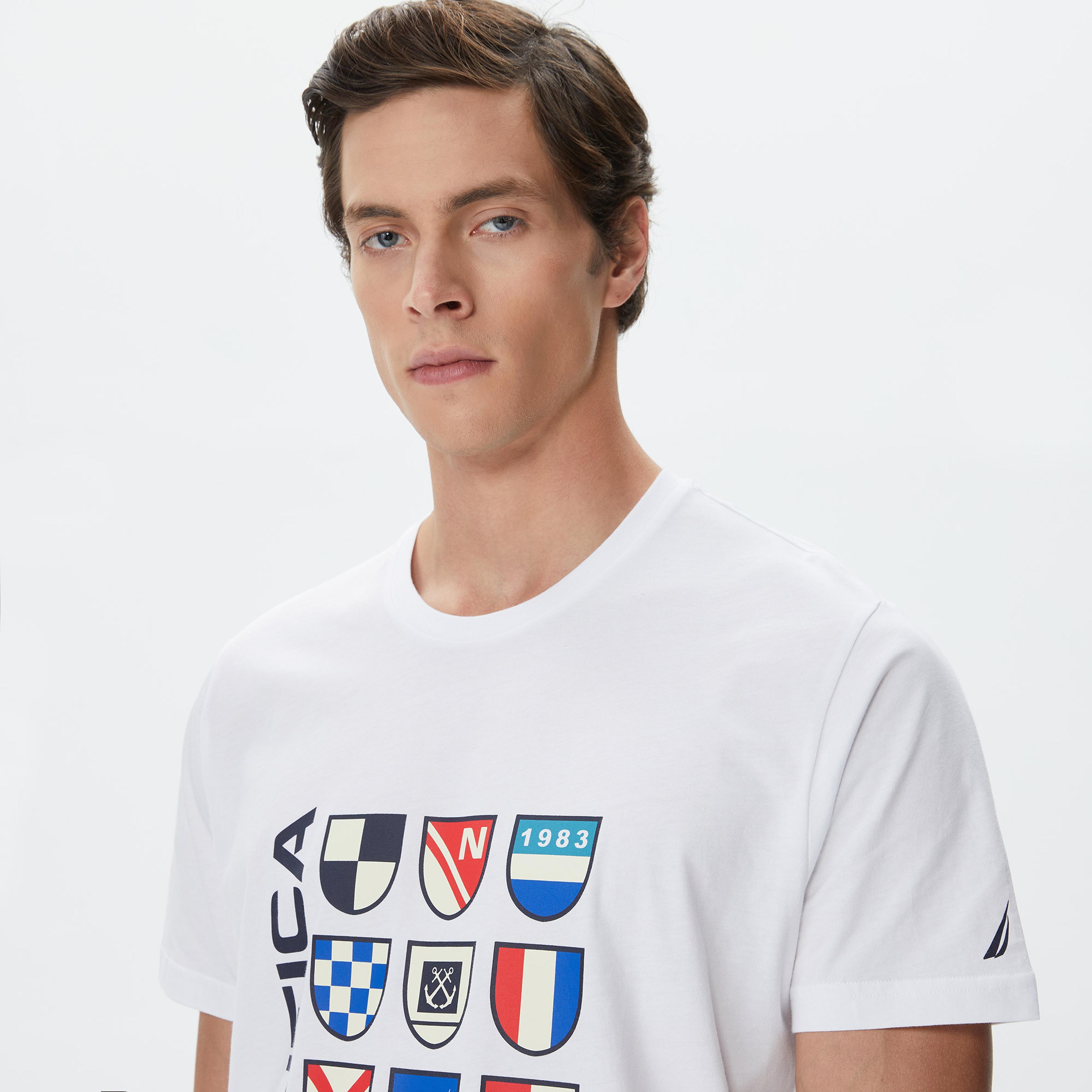 Nautica Erkek Beyaz Standart Fit T-Shirt