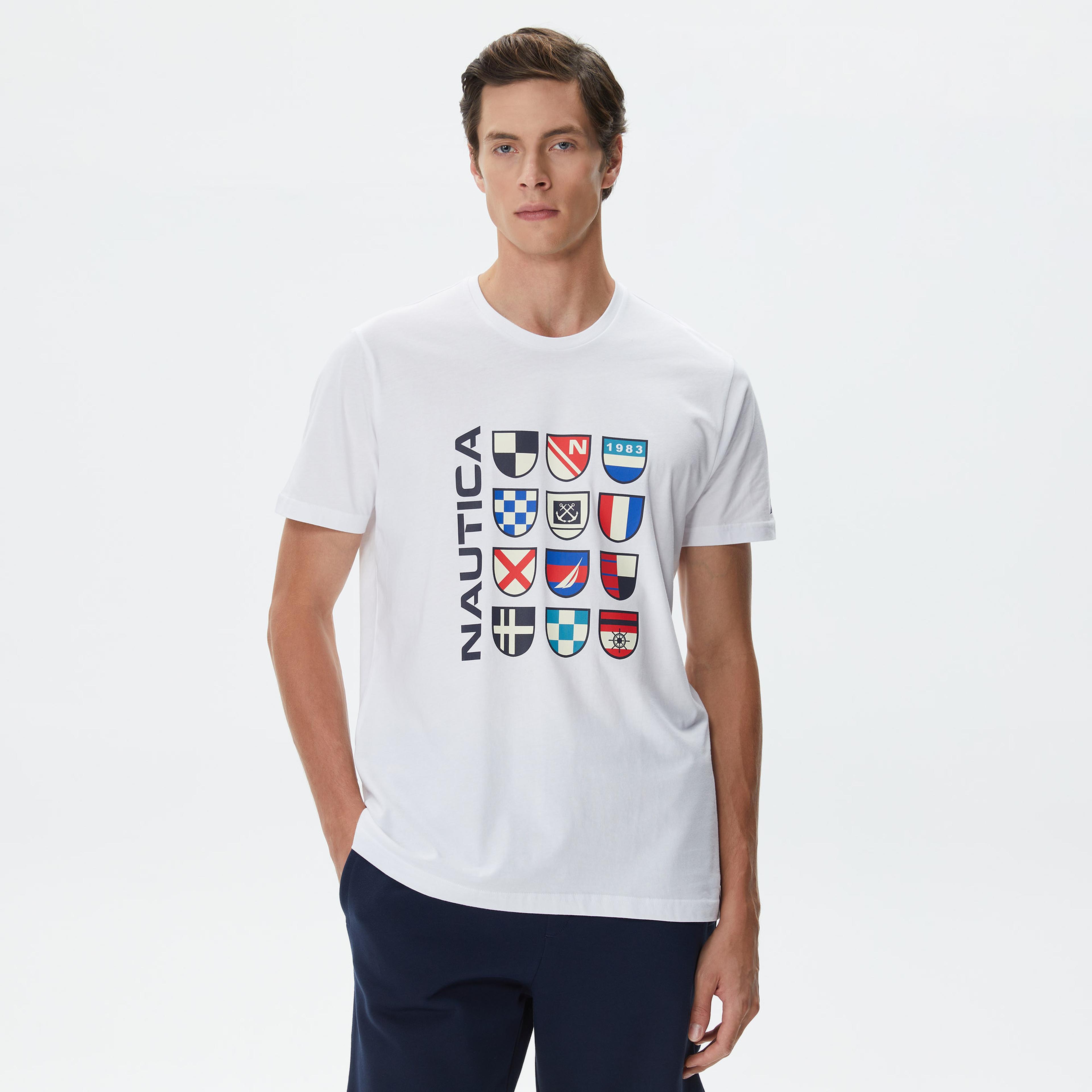 Nautica Erkek Beyaz Standart Fit T-Shirt