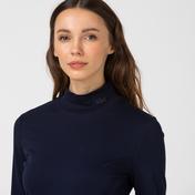Lacoste Kadın Slim Fit Uzun Kollu Dik Yaka Lacivert T-Shirt