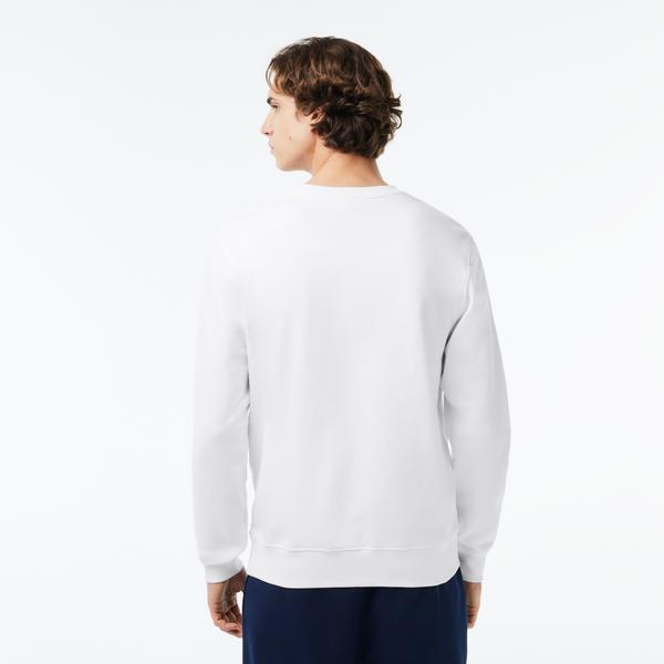 Lacoste Classic Erkek Classic Fit Bisiklet Yaka Baskılı Beyaz Sweatshirt_2