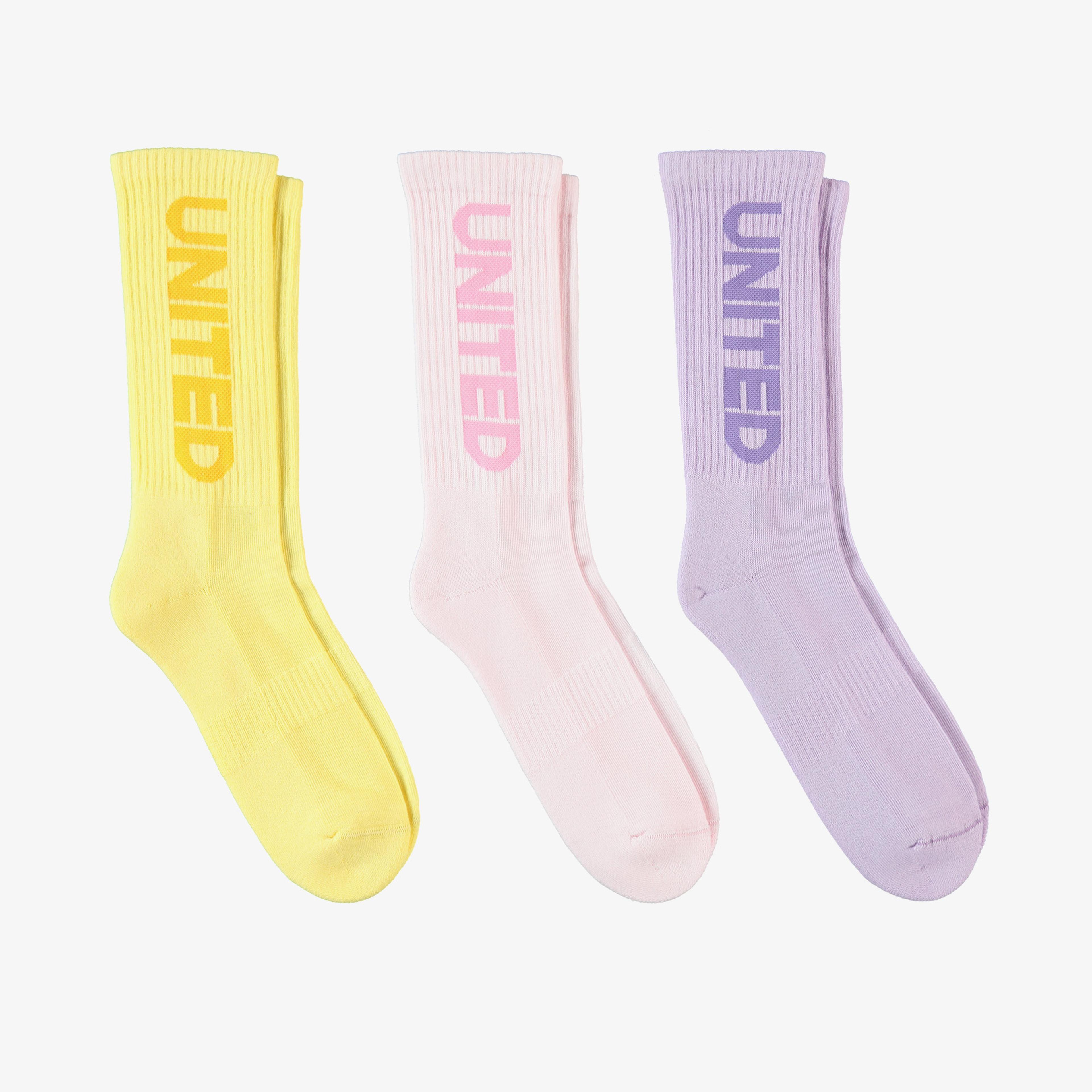 UNITED4 Cure Kadın Mor/Sarı/Pembe 3'lü Çorap