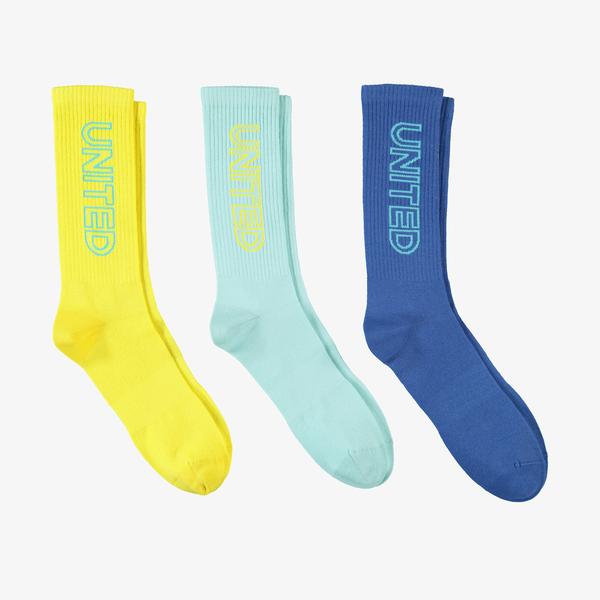 United4 Street Unisex Sarı/Mavi 3'lü Çorap