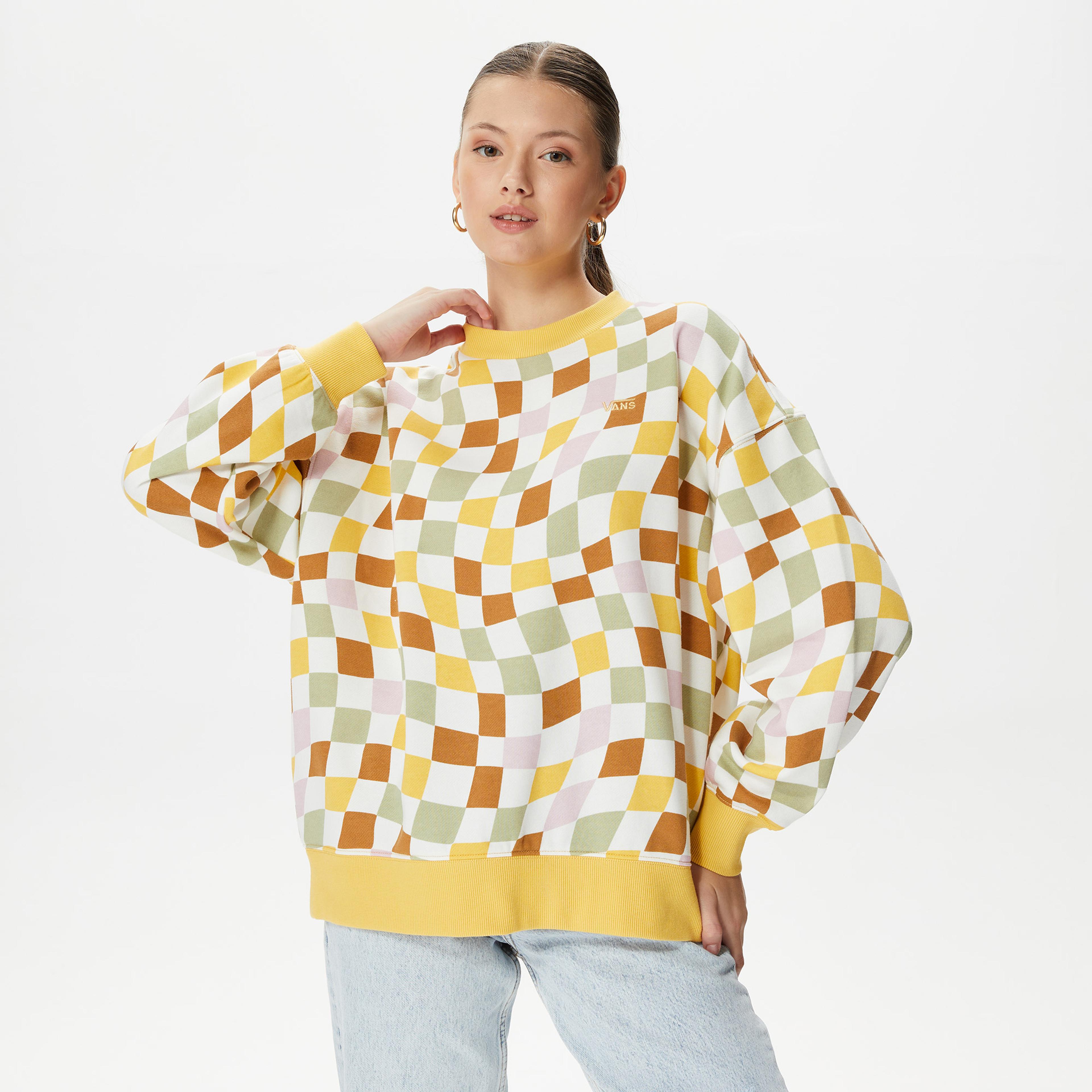 Vans Club Slouchy Crew Kadın Krem Sweatshirt