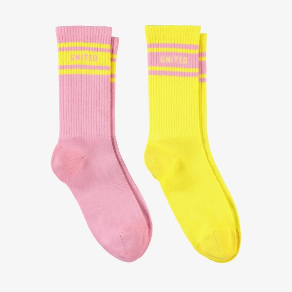United4 Street  Unisex Pembe/Sarı 2'li Çorap