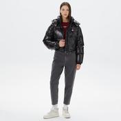 Tommy Hilfiger Crop Alaska Puffer Kadın Siyah Mont
