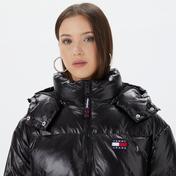 Tommy Hilfiger Crop Alaska Puffer Kadın Siyah Mont