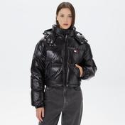 Tommy Hilfiger Crop Alaska Puffer Kadın Siyah Mont