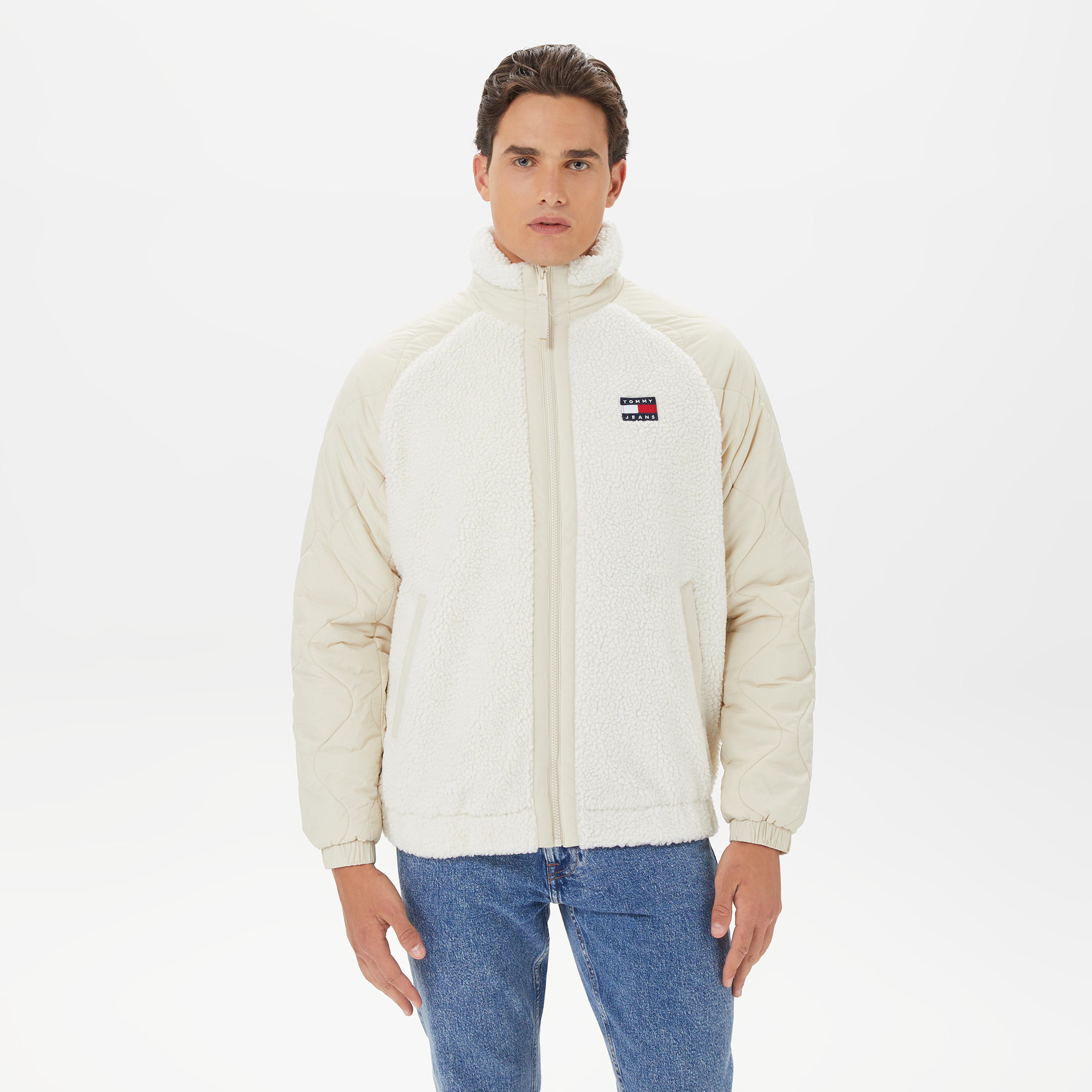 Tommy Hilfiger Mix Media Sherpa Erkek Beyaz Ceket