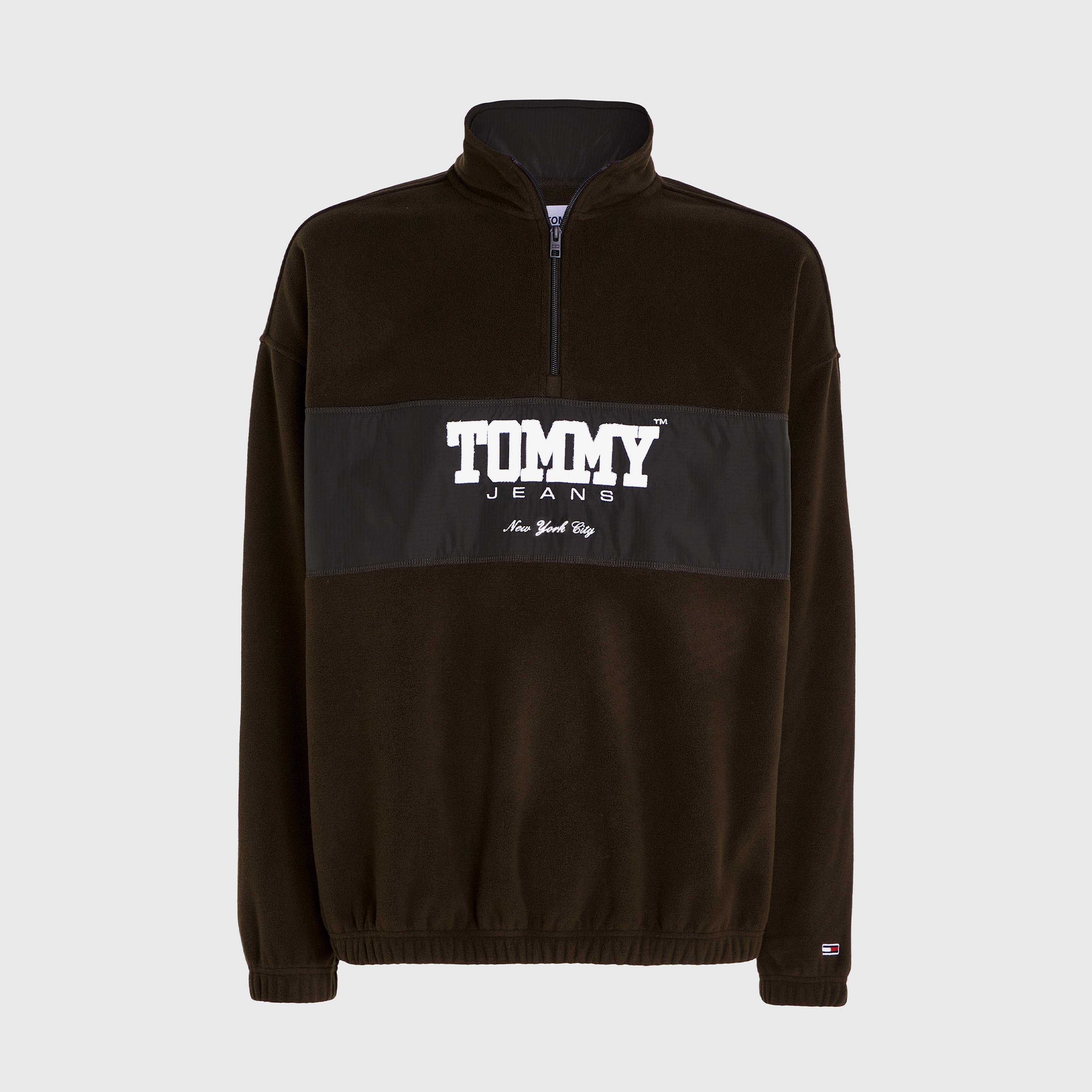 Tommy Jeans Oversize Fabric Mix /2 Zip Polar Erkek Kahverengi Sweatshirt