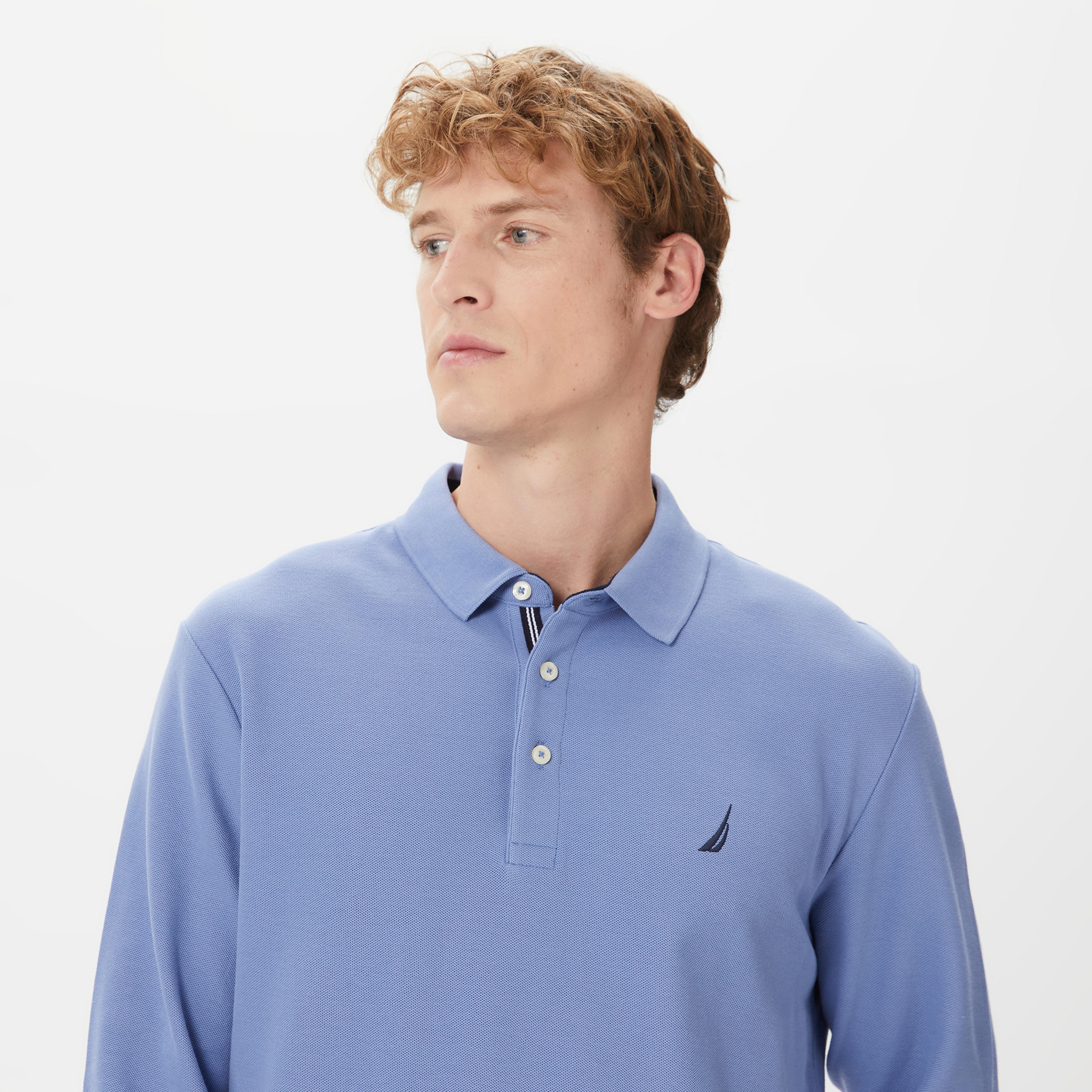 Nautica Erkek Mavi Classic Fit Uzun Kollu Polo Yaka T-Shirt