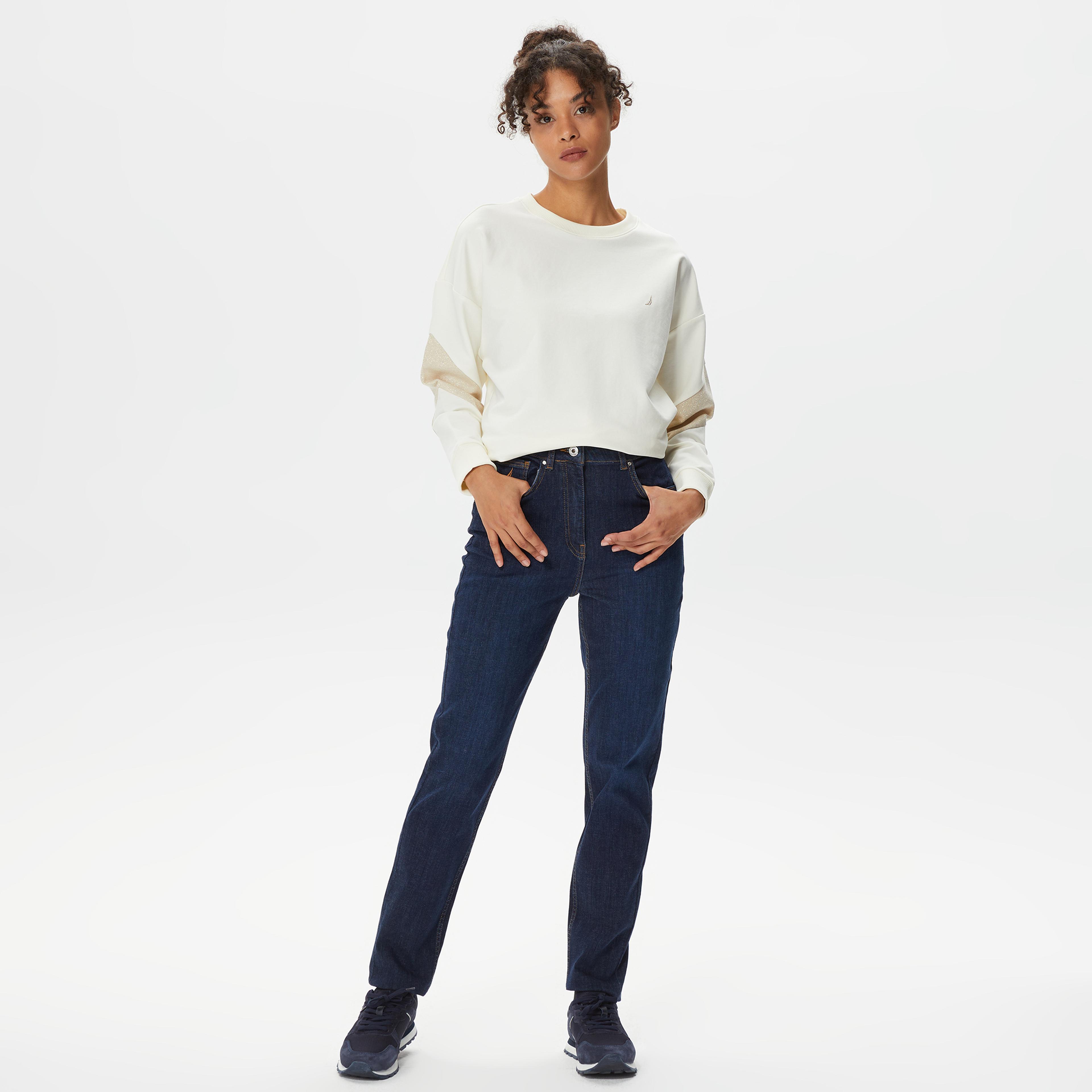 Nautica Kadın Beyaz Sweatshirt