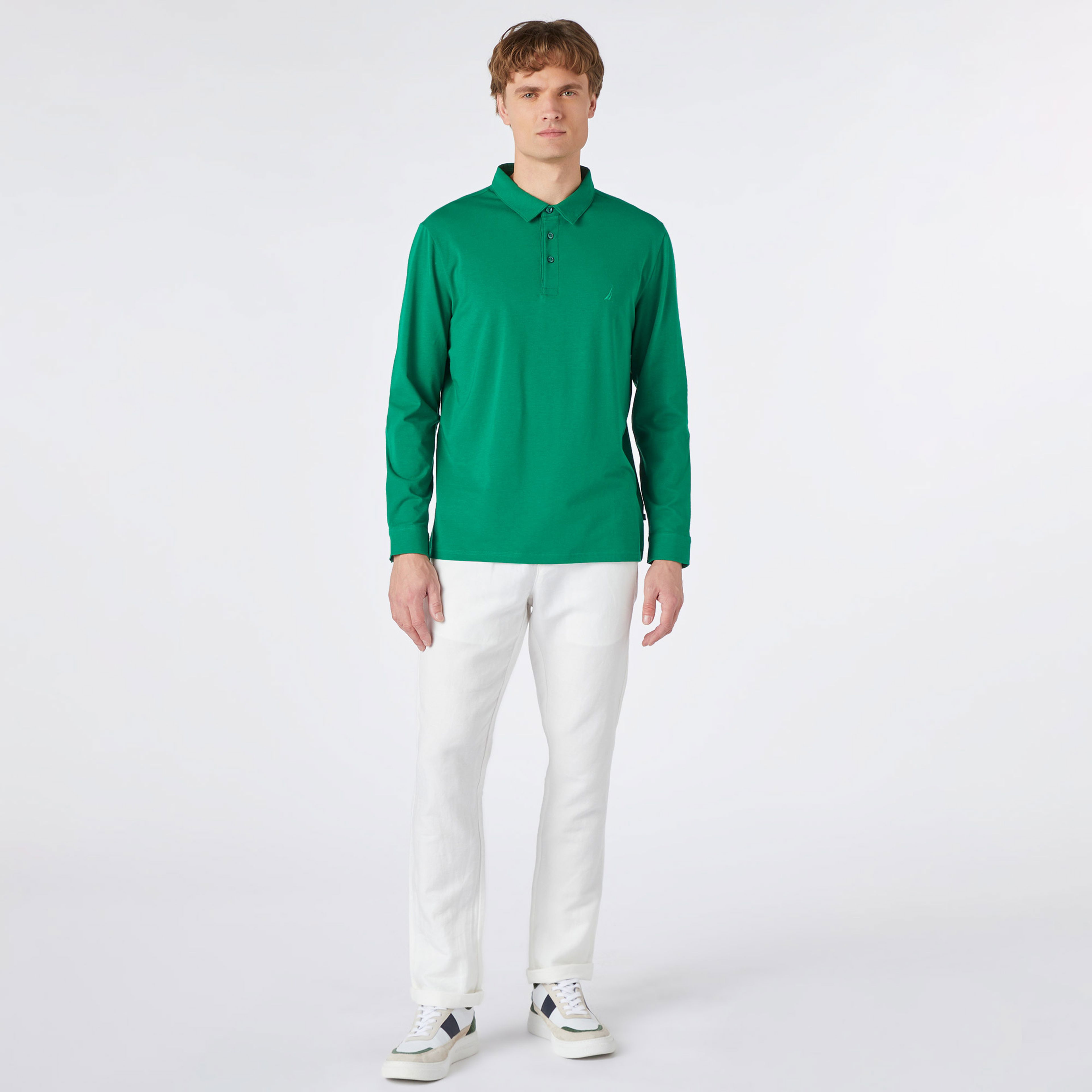 Nautica Erkek Yeşil Uzun Kollu Polo Yaka T-Shirt