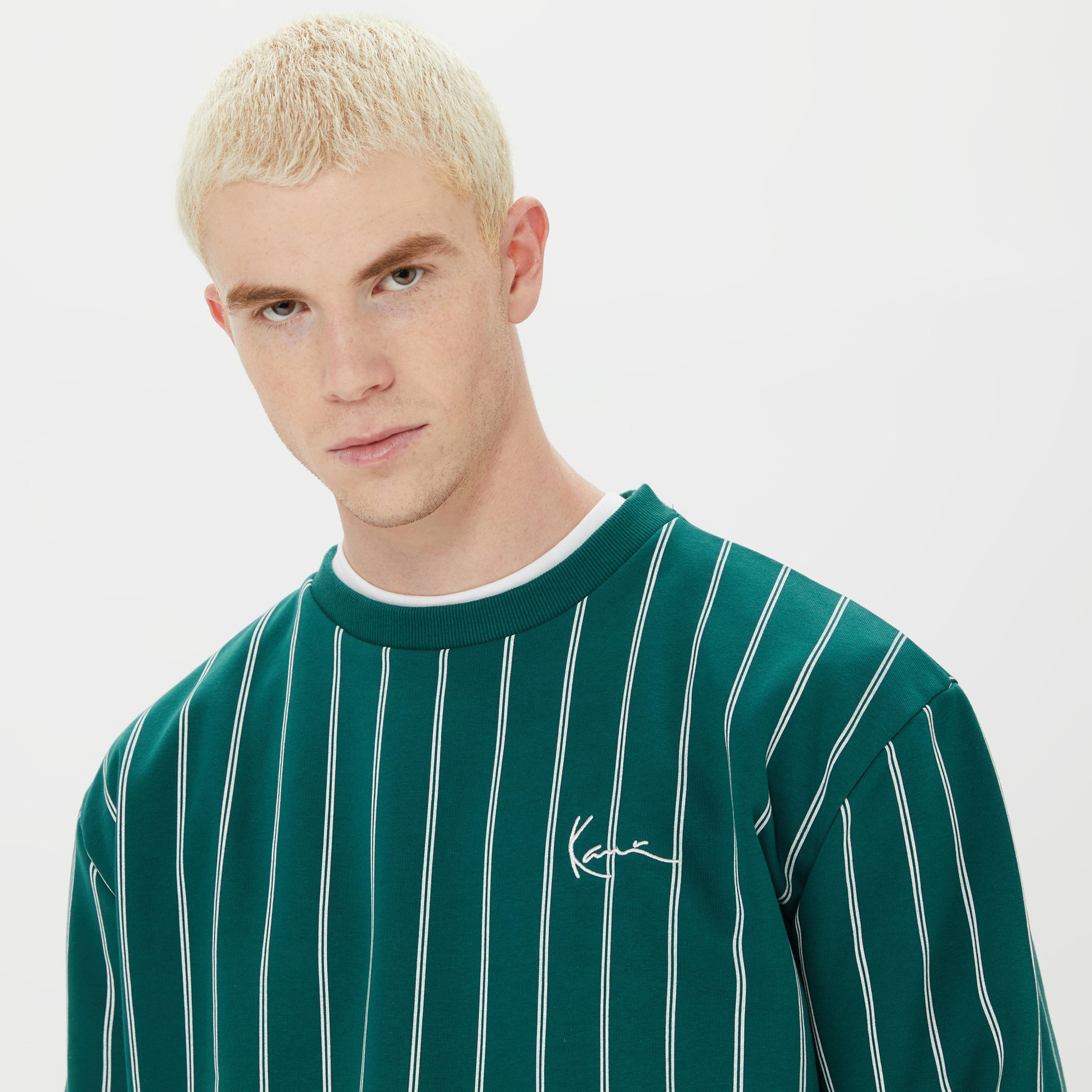 Karl Kani Small Signature Stripe Erkek Yeşil Sweatshirt