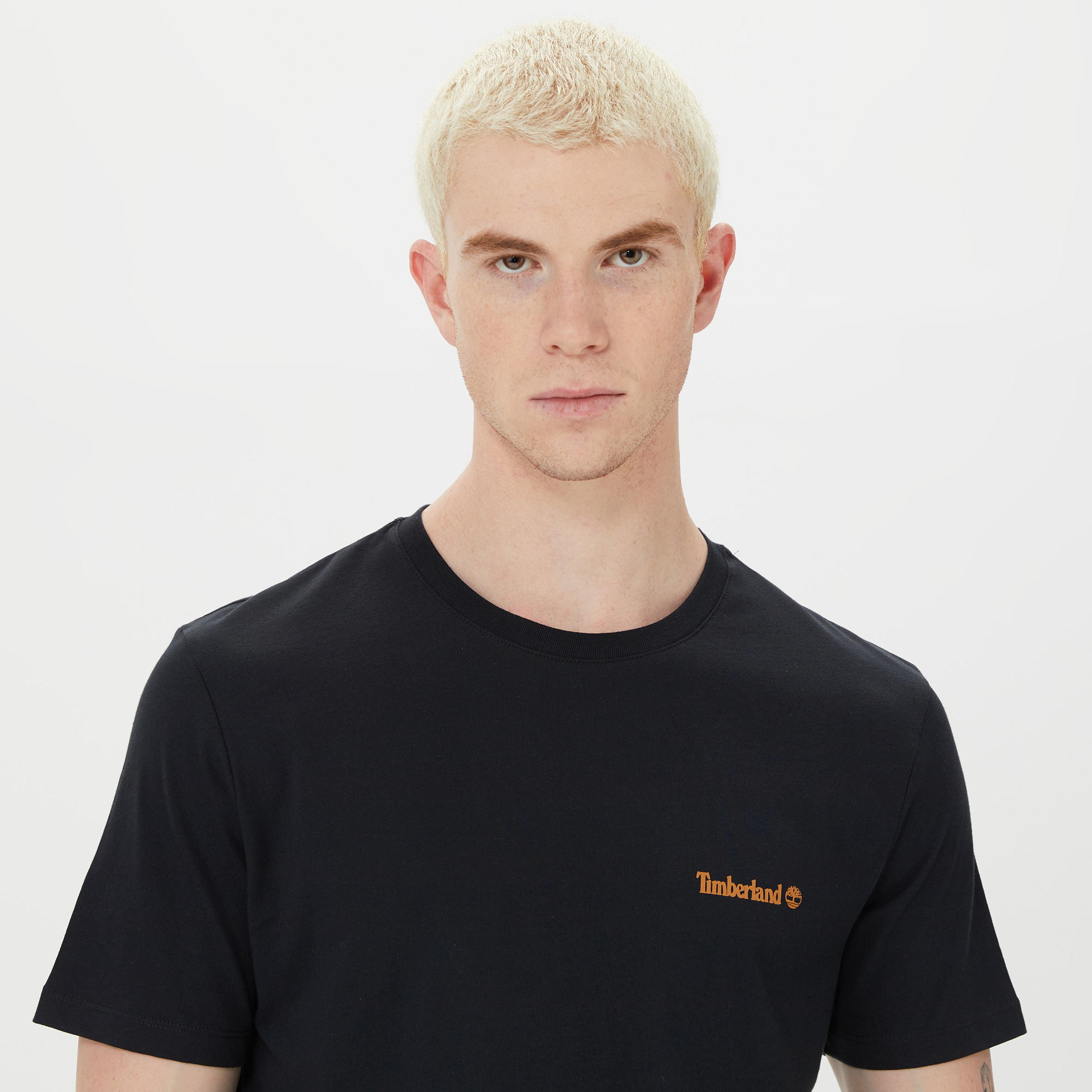 Timberland Small Logo Print Logo Erkek Siyah T-shirt